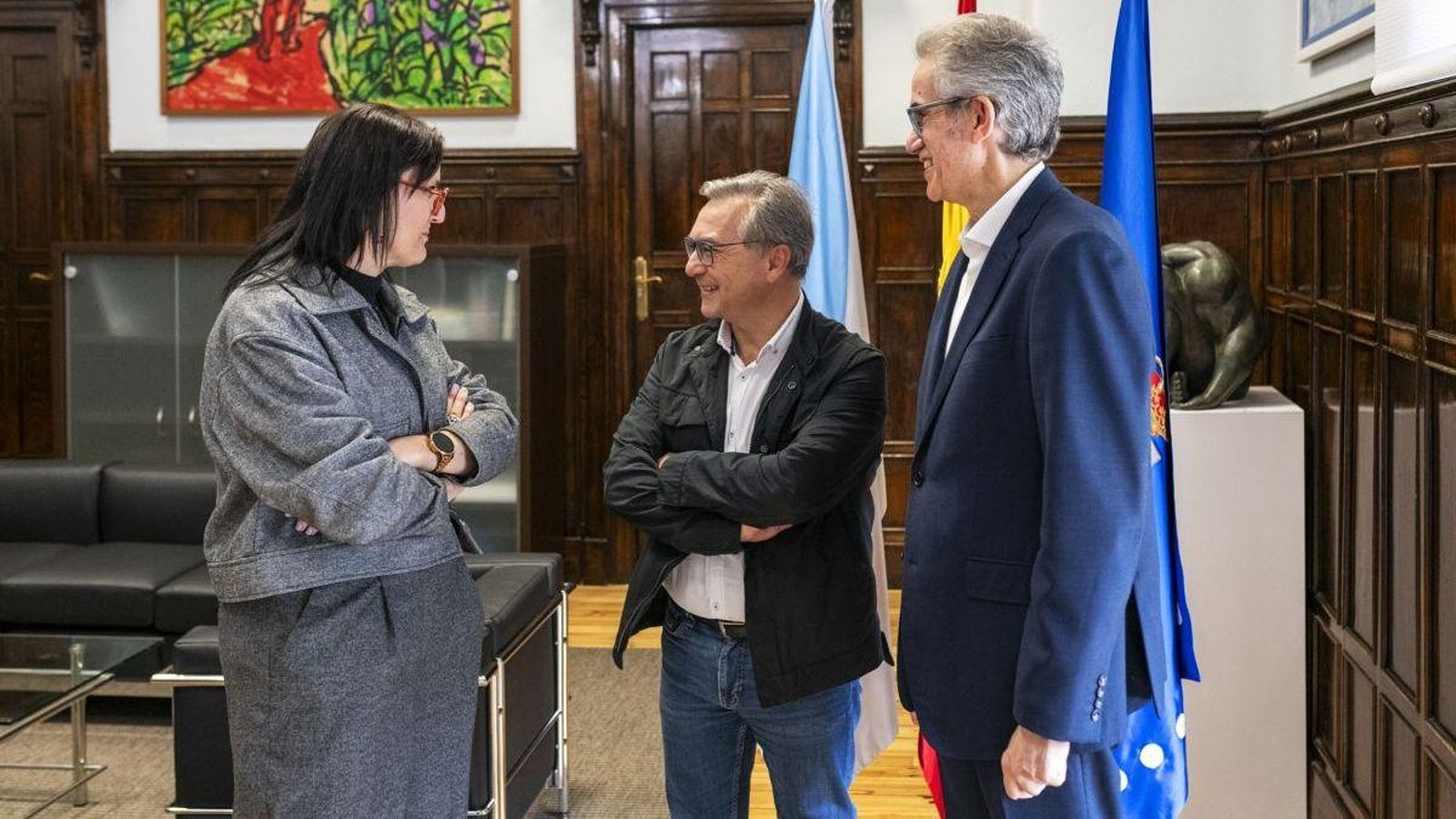Ana Belén Fernández, Luis Menor y José Manuel Díaz en un momento del encuentro en la Diputación.