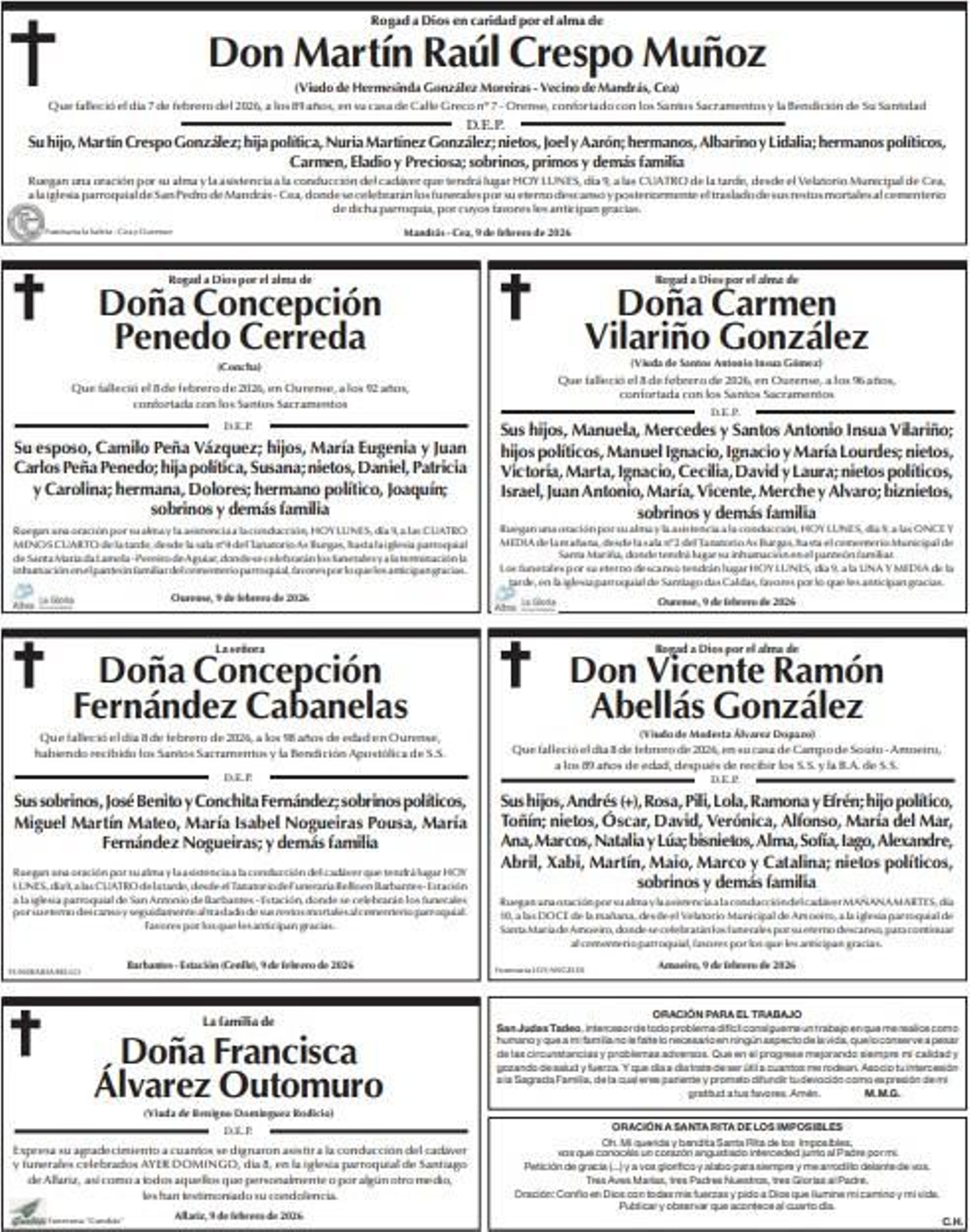 Las despedidas de este lunes en La Región