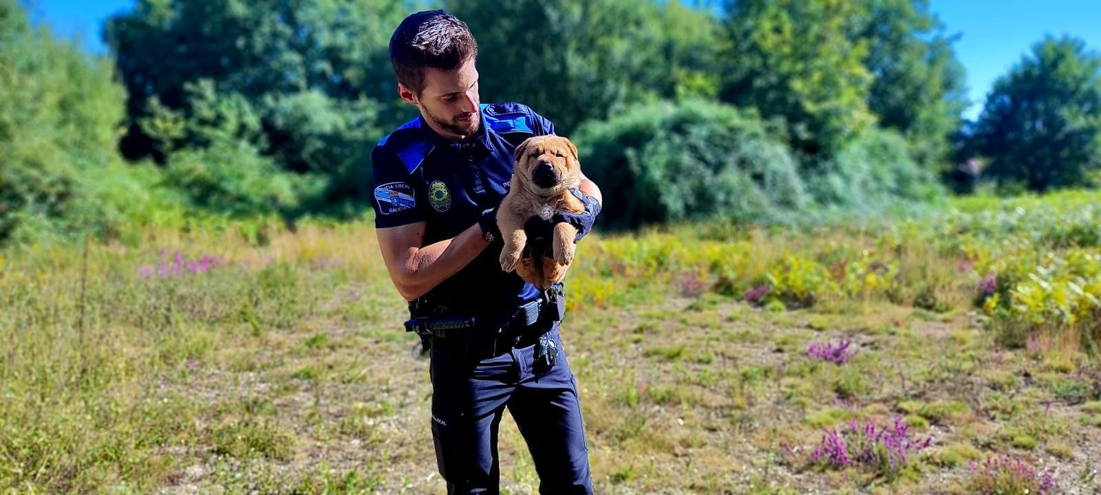 El animal junto con uno de sus salvadores.