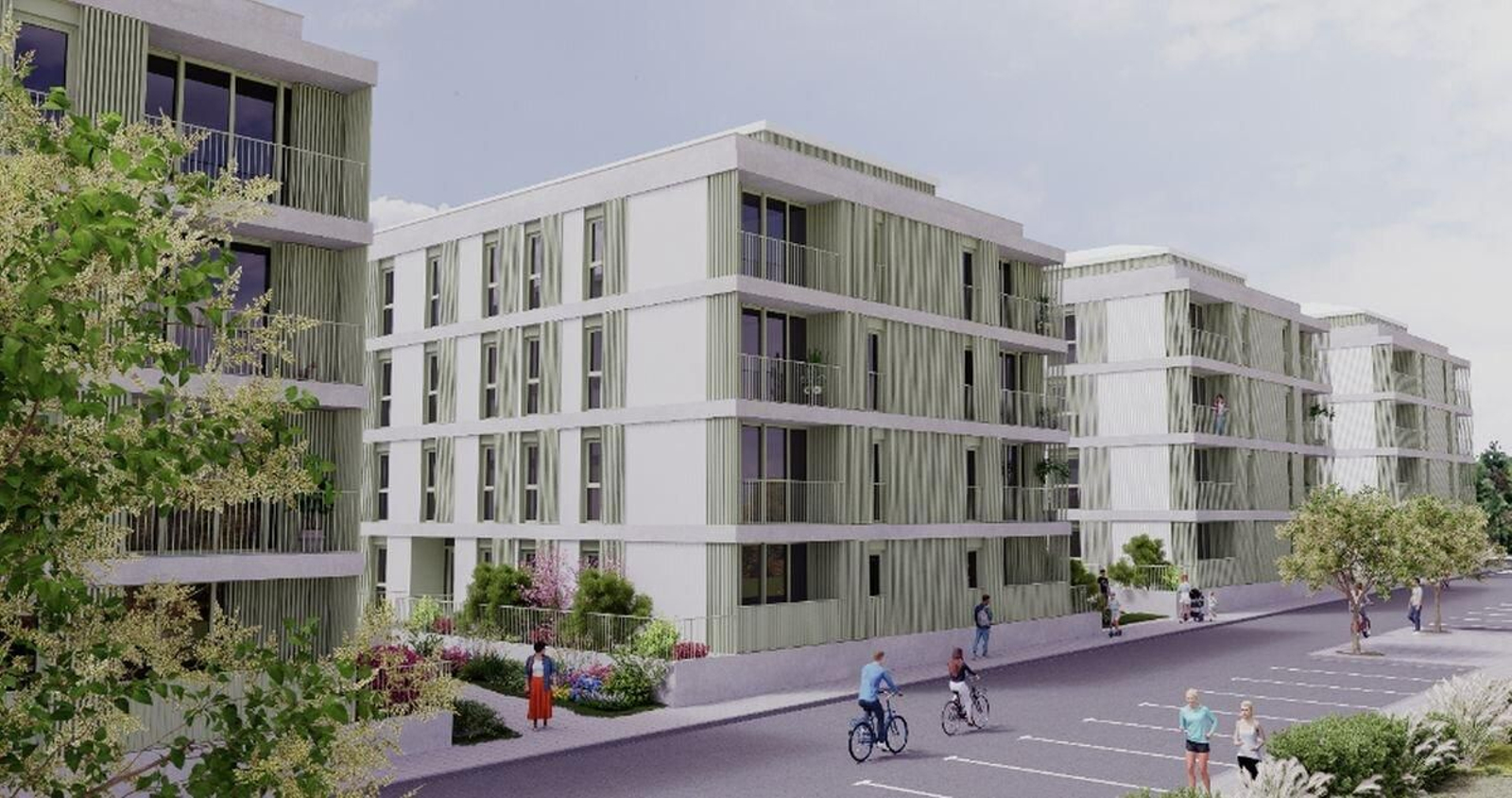 Deseño das 64 vivendas de promoción pública na praza de Cambedo de Raia, en Ourense.