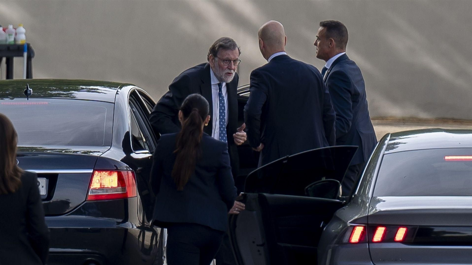 El expresidente del Gobierno, Mariano Rajoy, a su llegada a la Audiencia Nacional, a 23 de abril de 2026, en San Fernando, Madrid.