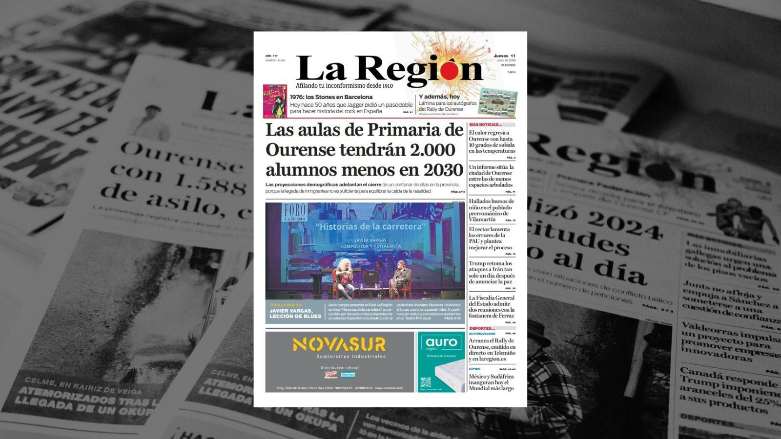 La portada de La Región de este jueves, 11 de junio.