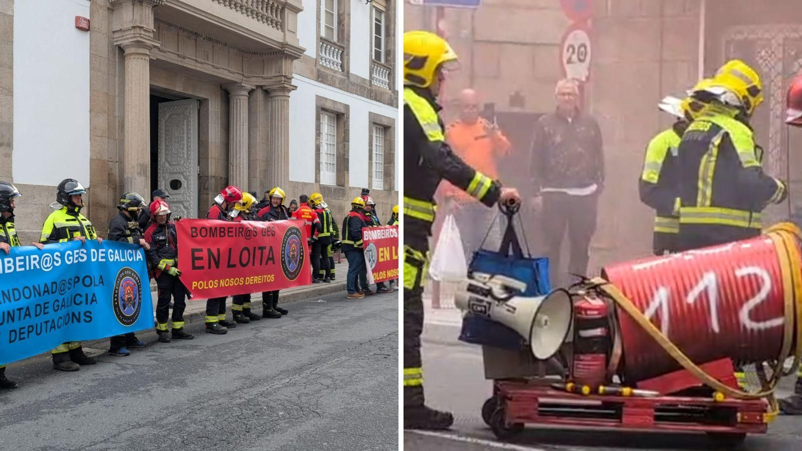 Manifestación de los bomberos de Ourense