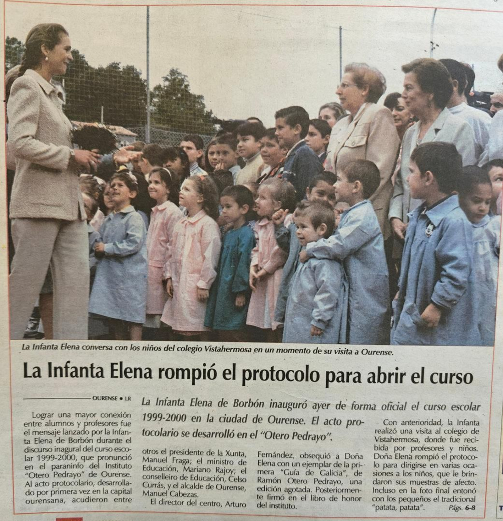 La infanta Elena inaugurando curso escolar el 16 de septiembre de 1999.