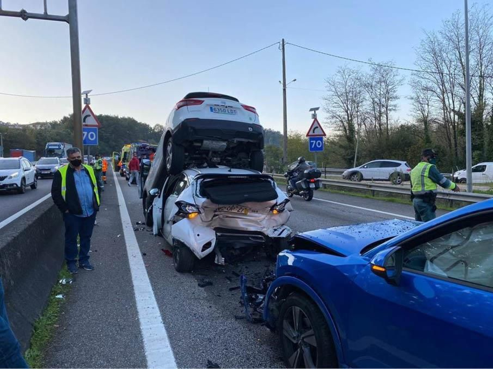 Imagen de uno de los siniestros ocurridos este año en la autovía entre Vigo y O Porriño.