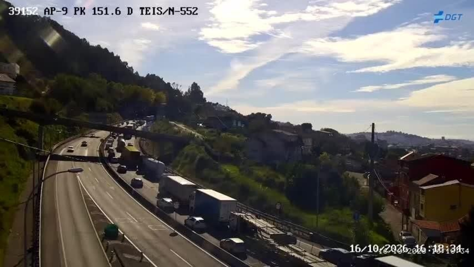 Imagen del atasco a la altura del túnel de Candeán.