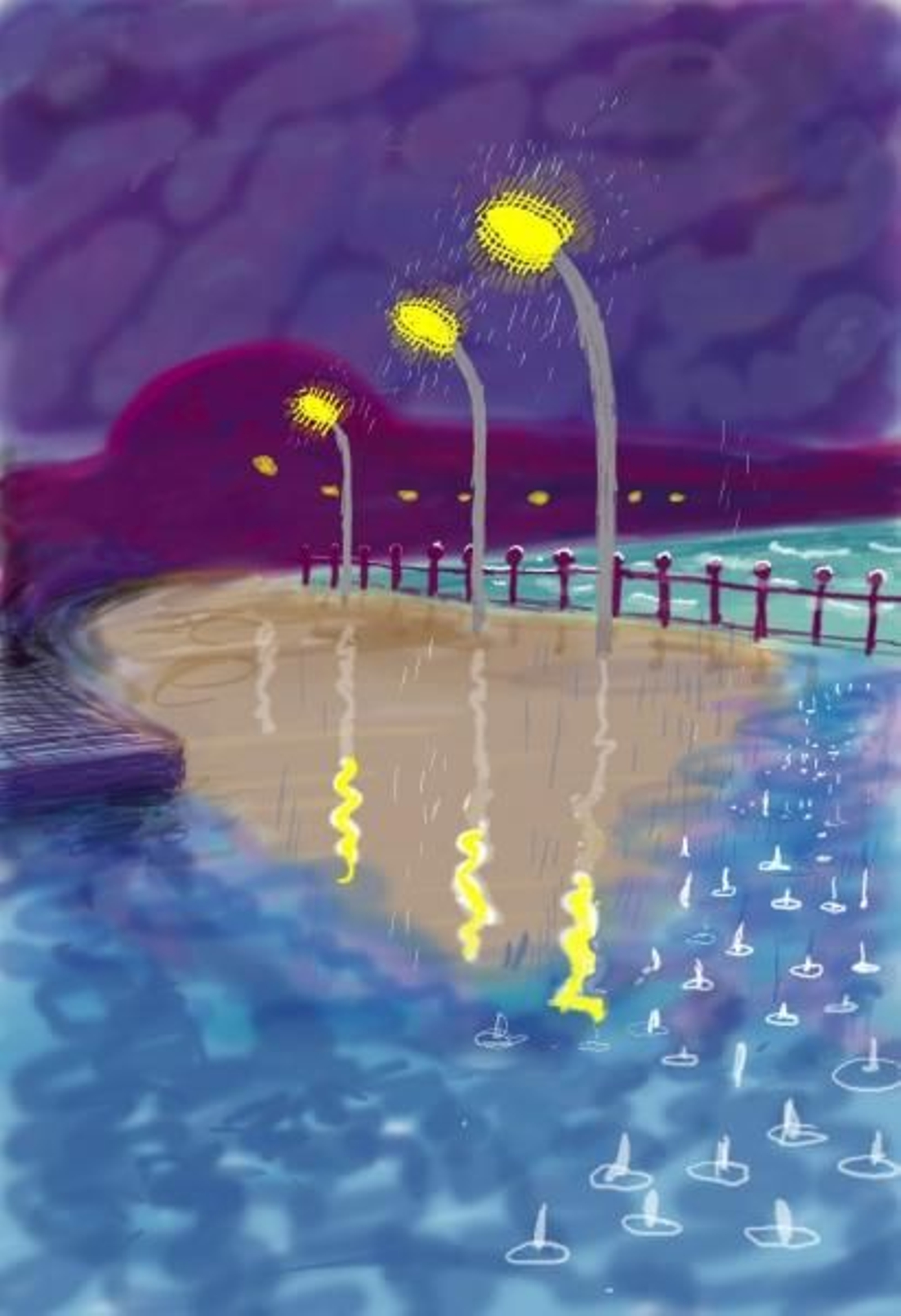 Pintura 'Noche de lluvia en el paseo de Bridlington' de David Hockney. (Foto: EFE)