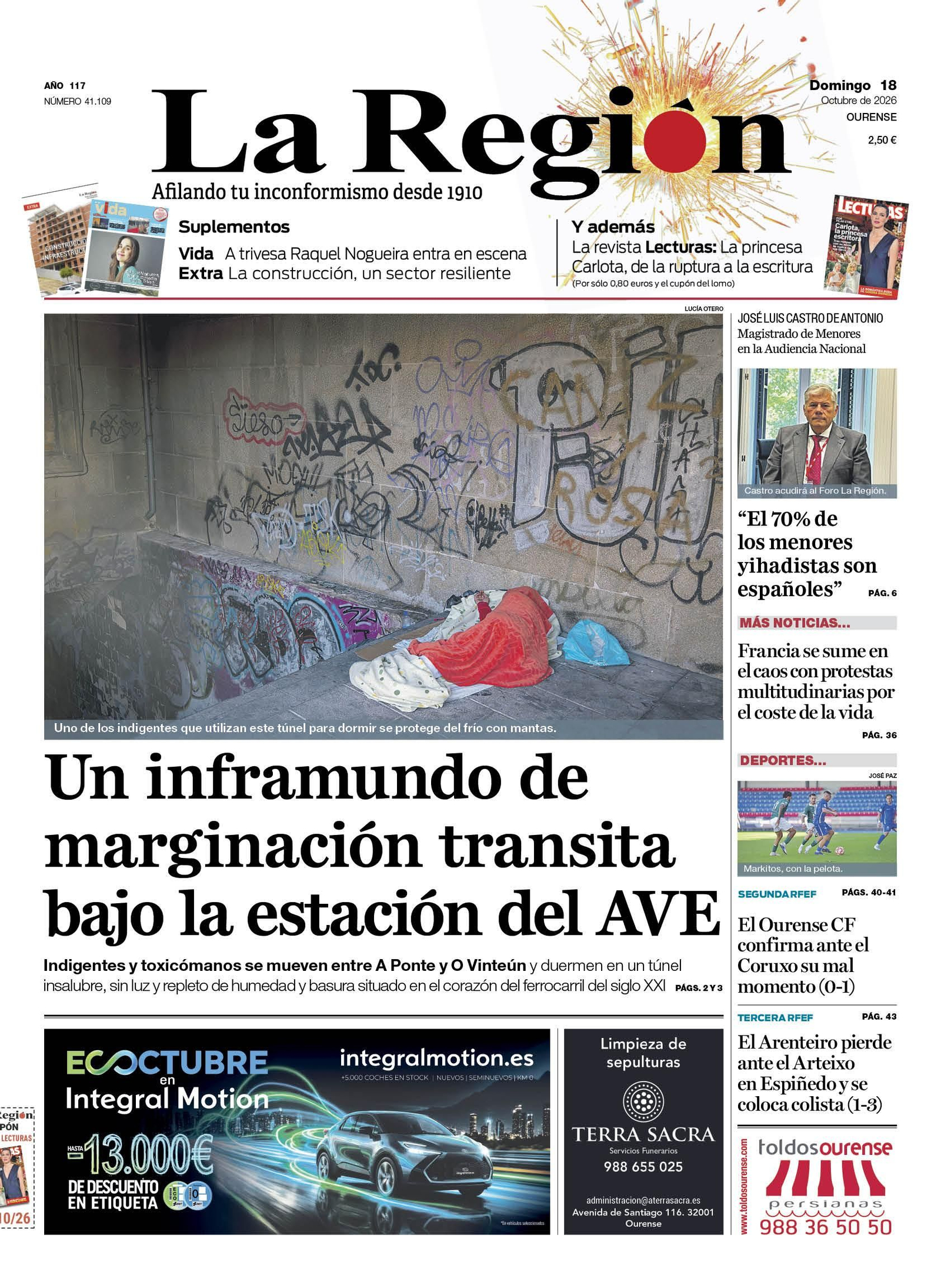 Portada de este domingo, 18 de octubre.