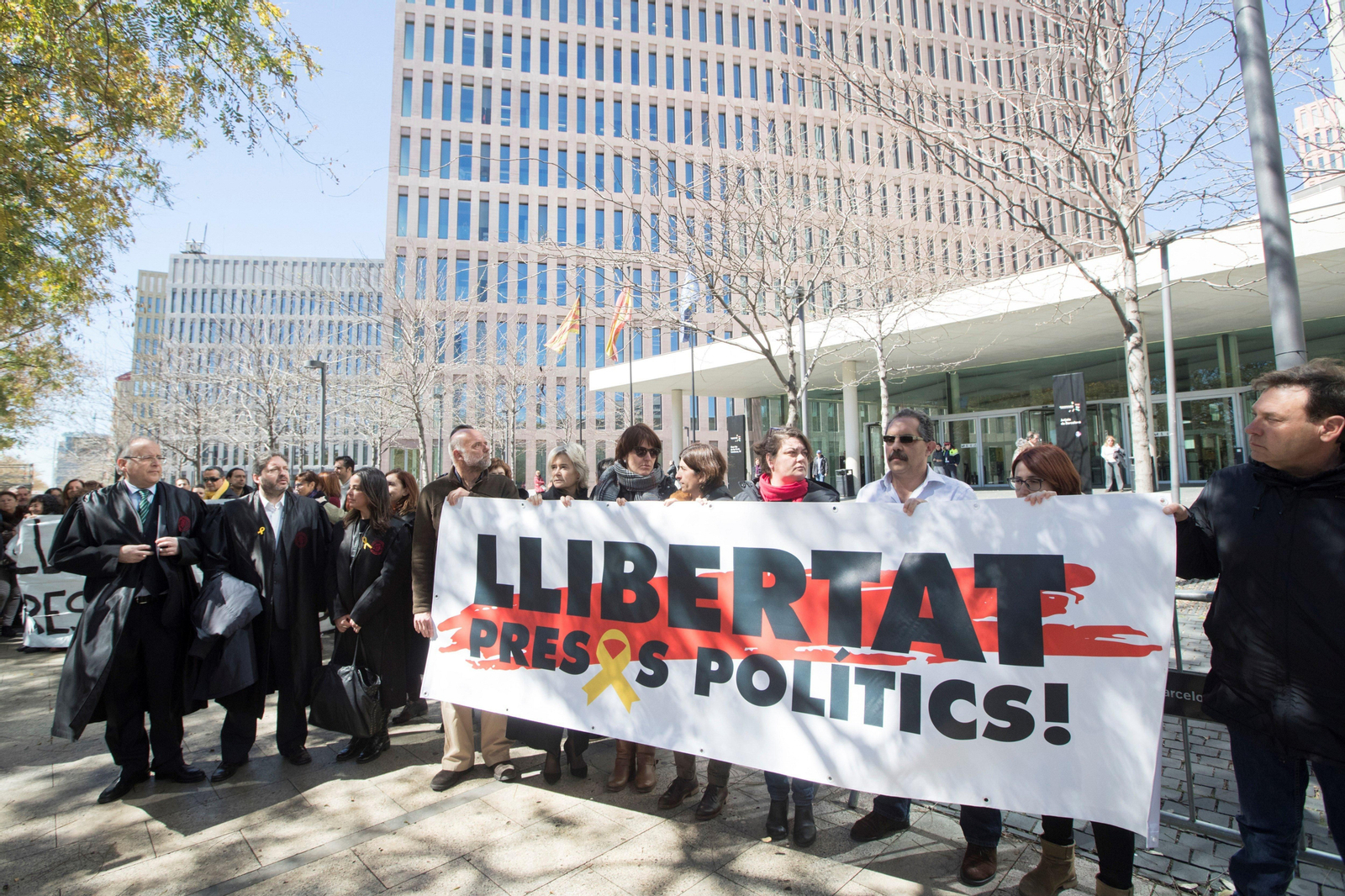Protesta por las detenciones, en Barcelona.