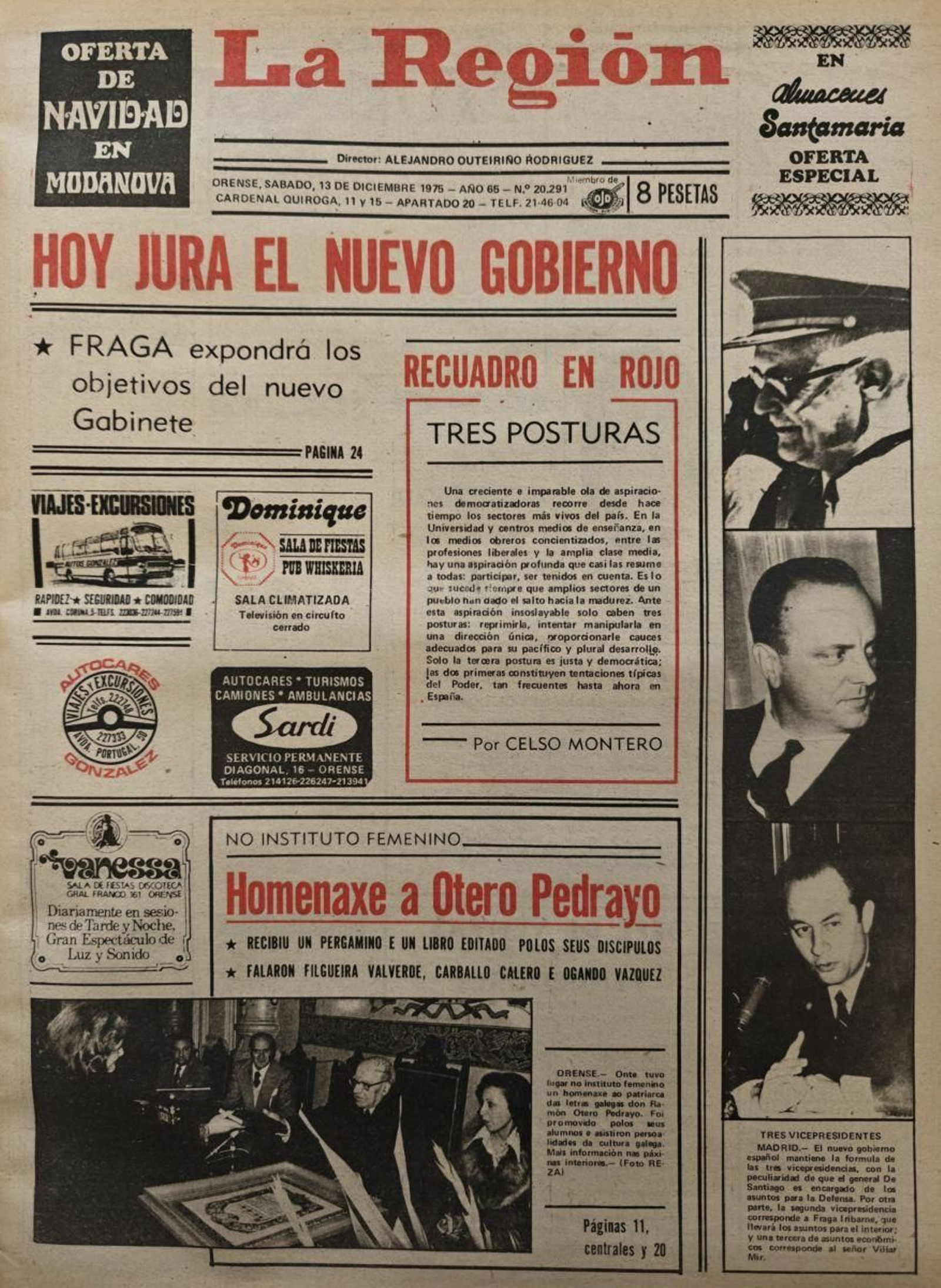 La primera página del 13 de diciembre de 1975