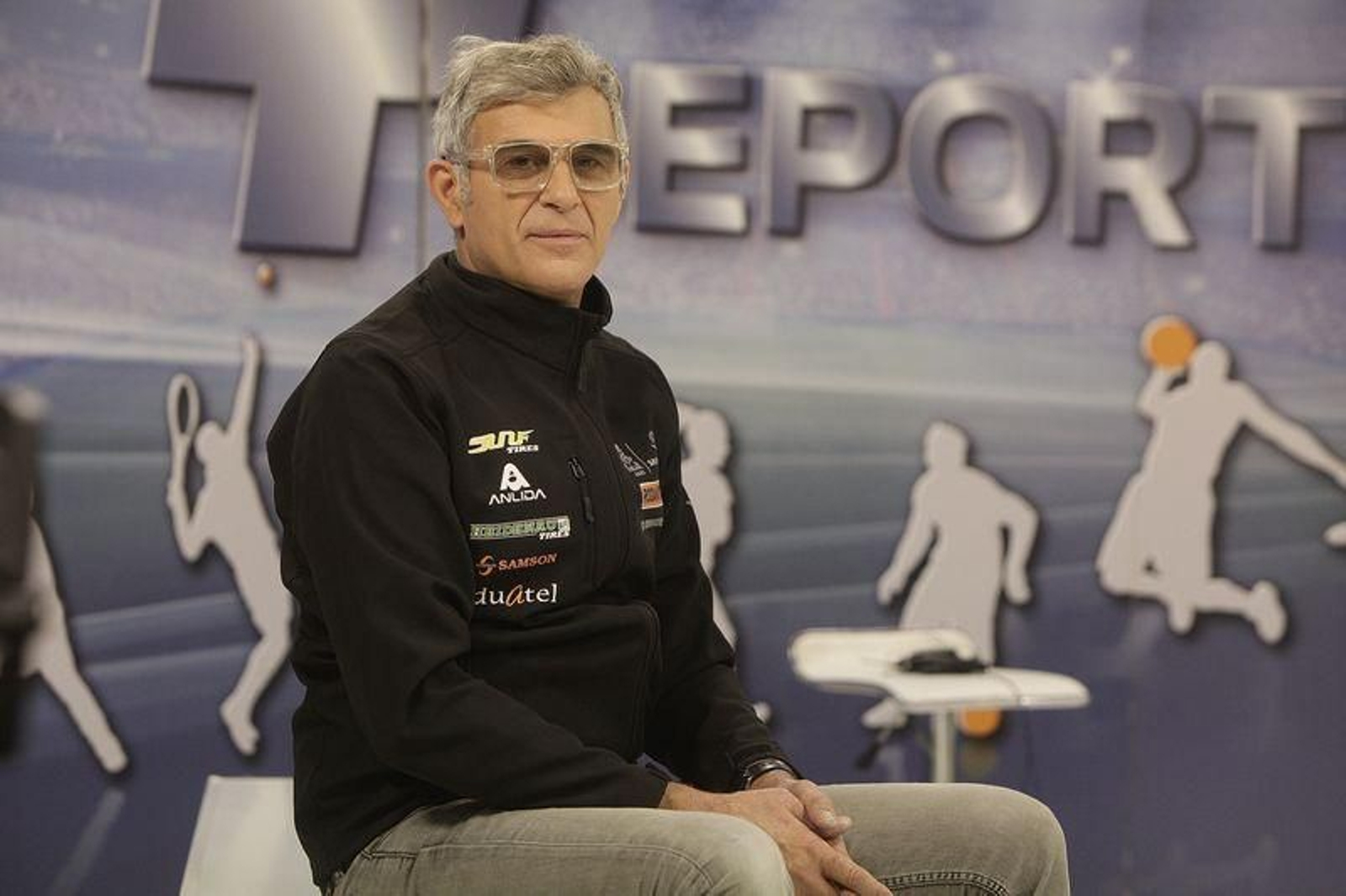 Ricardo Ramilo, durante su intervención en +Deporte de Telemiño, recién llegado de Arabia Saudí (MIGUEL ÁNGEL).