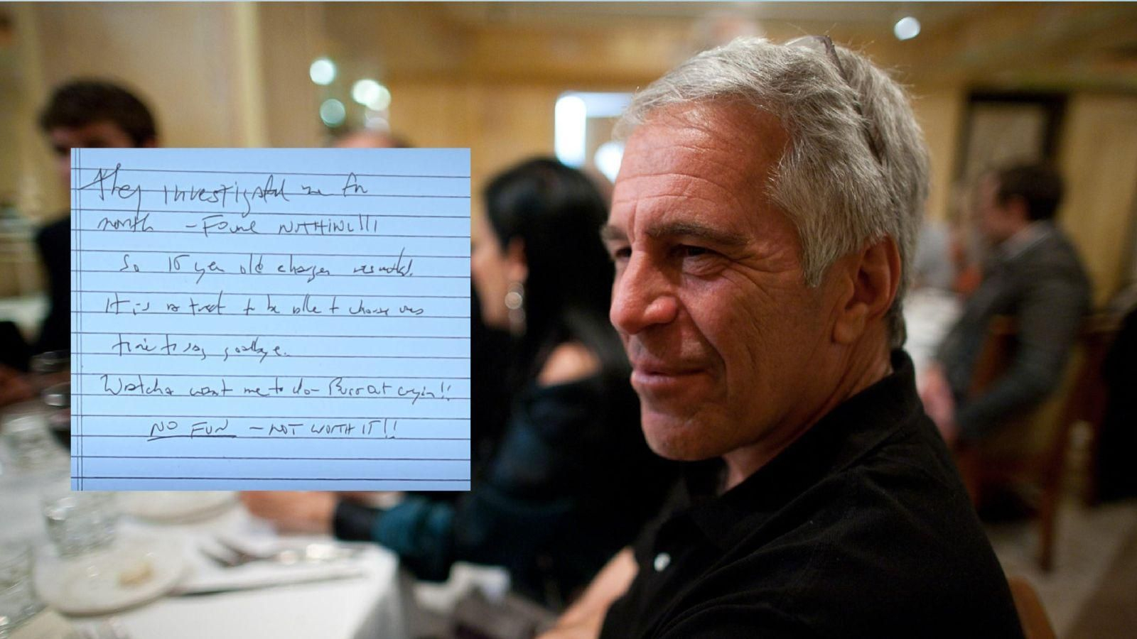 La nota de suicidio supuestamente atribuida a Jeffrey Epstein