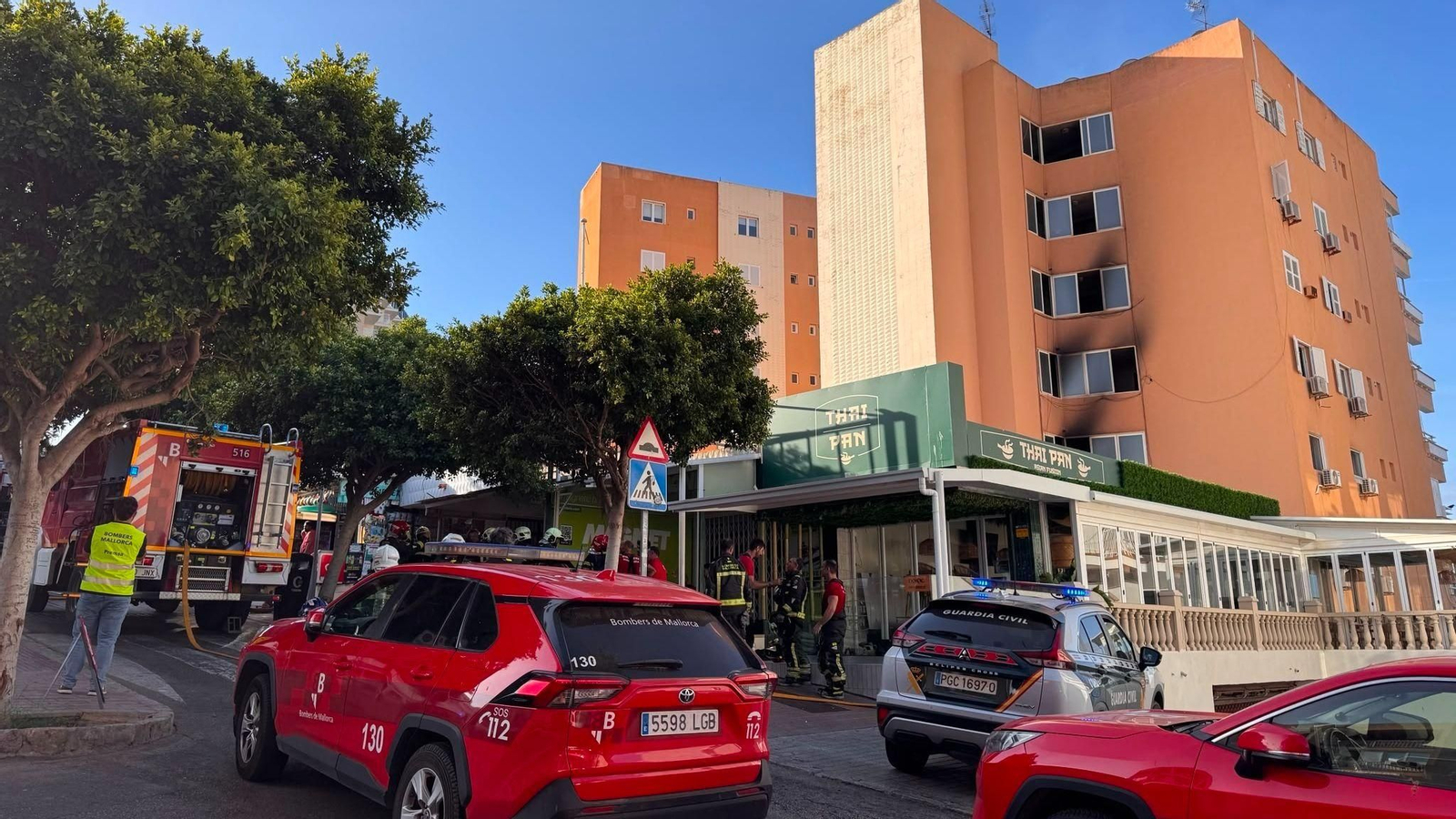 Incendio en Magaluf en el edificio Trianon