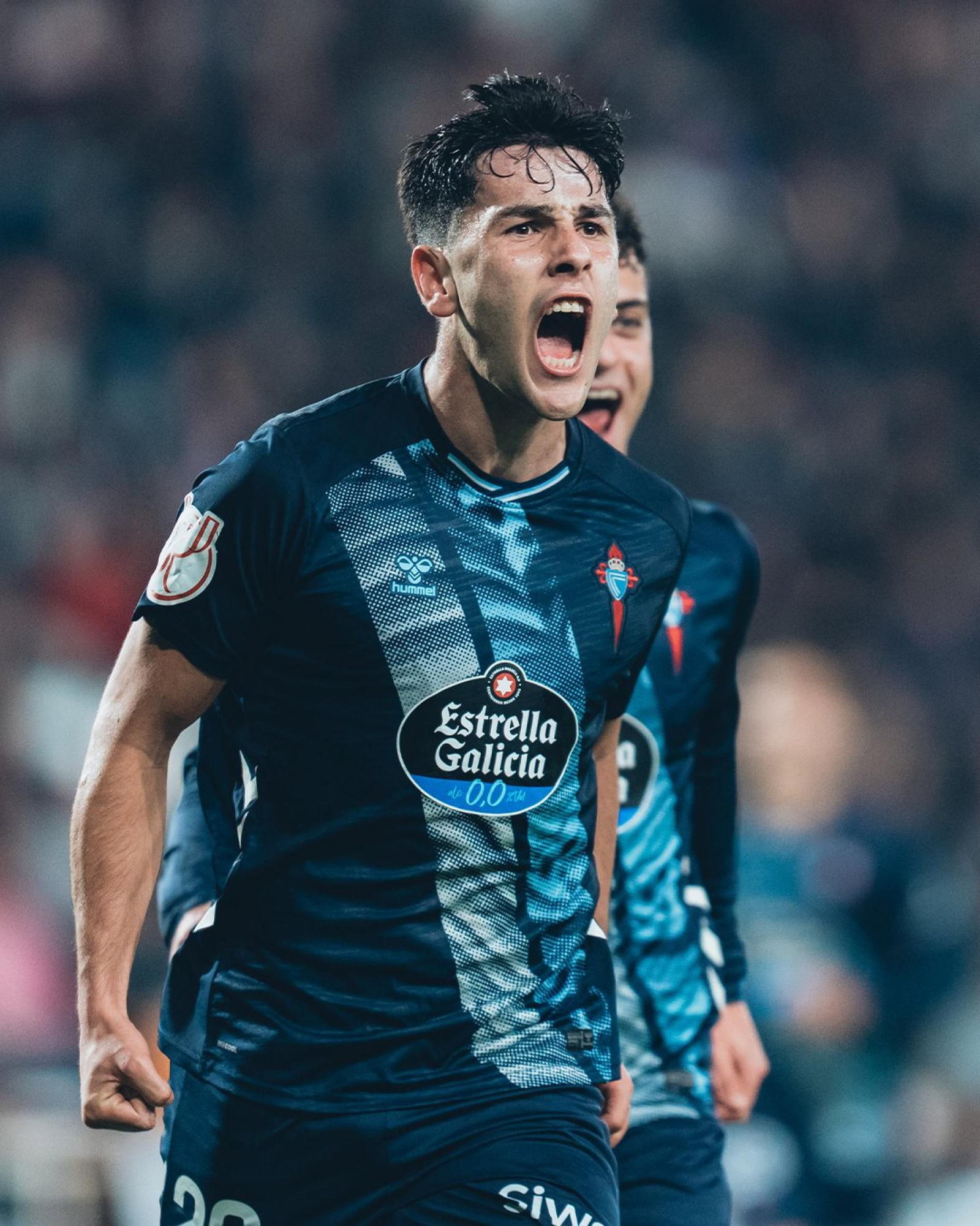 El canterano Yoel Lago celebra su primer gol con el Celta.