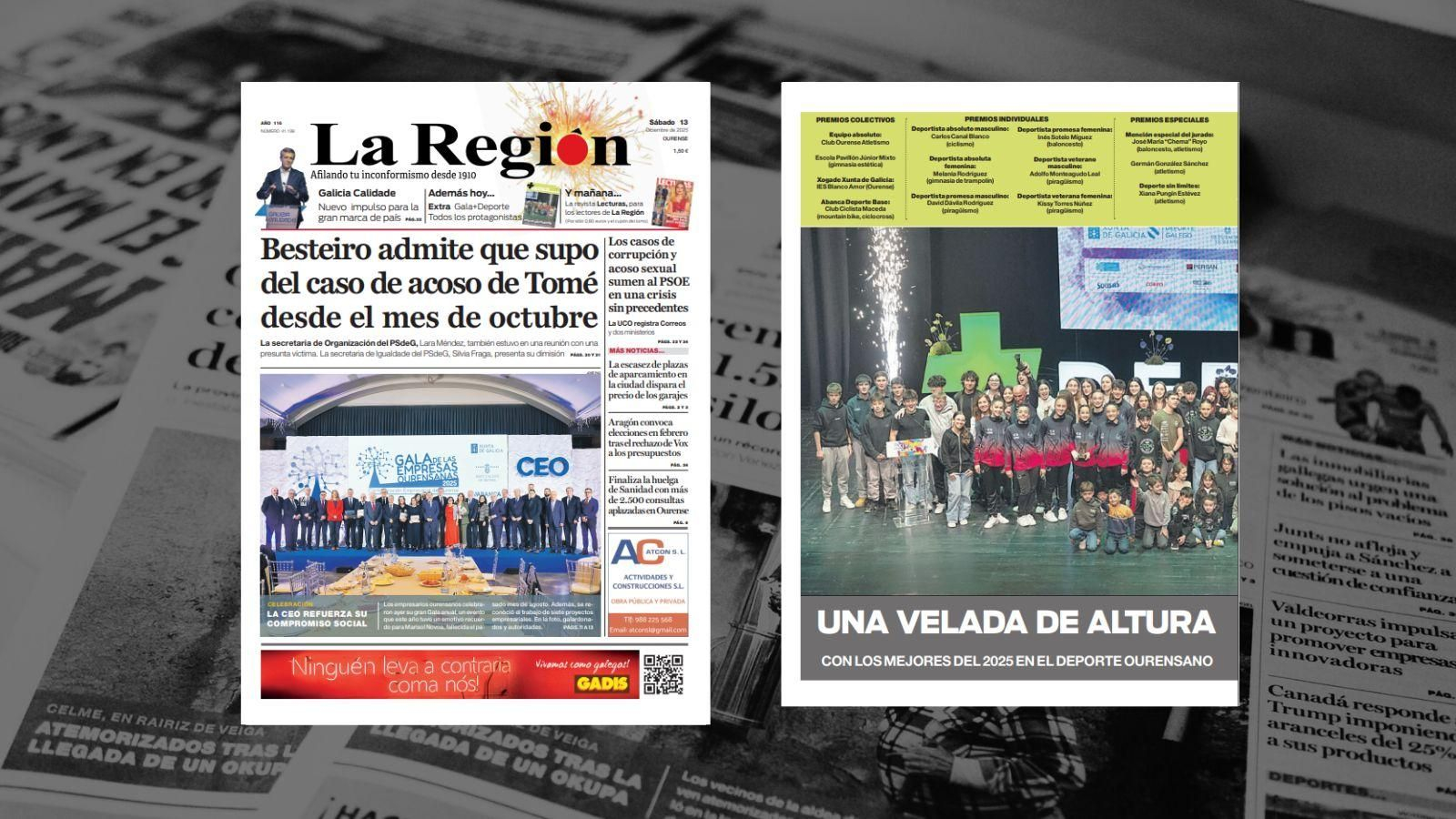 La portada de La Región de este sábado 13 de diciembre