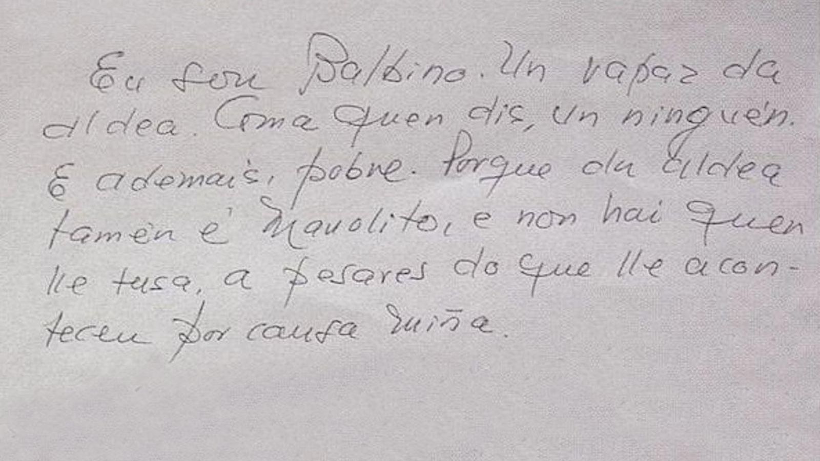 Reprodución do texto inicial do manuscrito de “Memorias dun neno labrego”.