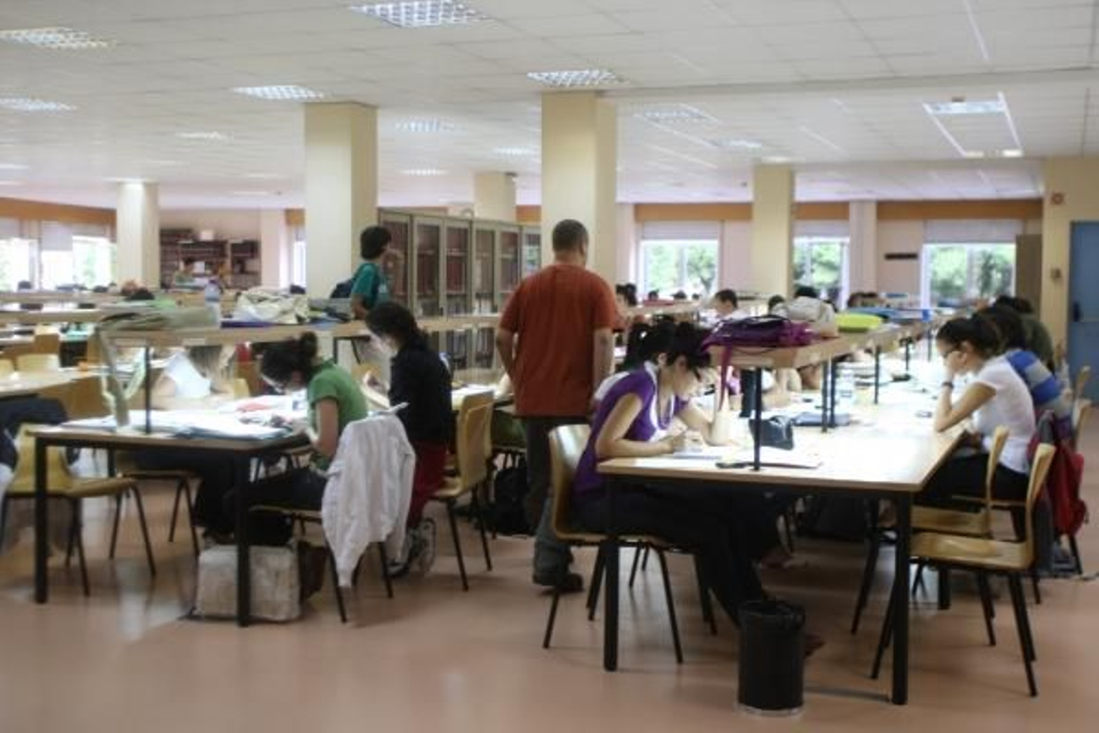 Universitarios vigueses, preparando las asignaturas de septiembre, en la biblioteca de Torrecedeira.