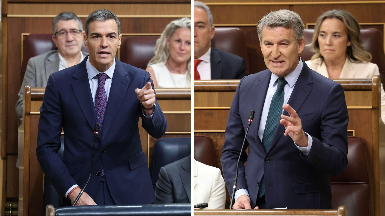 El presidente del PP, Alberto Núñez Feijóo, y el jefe del Ejecutivo, Pedro Sánchez.