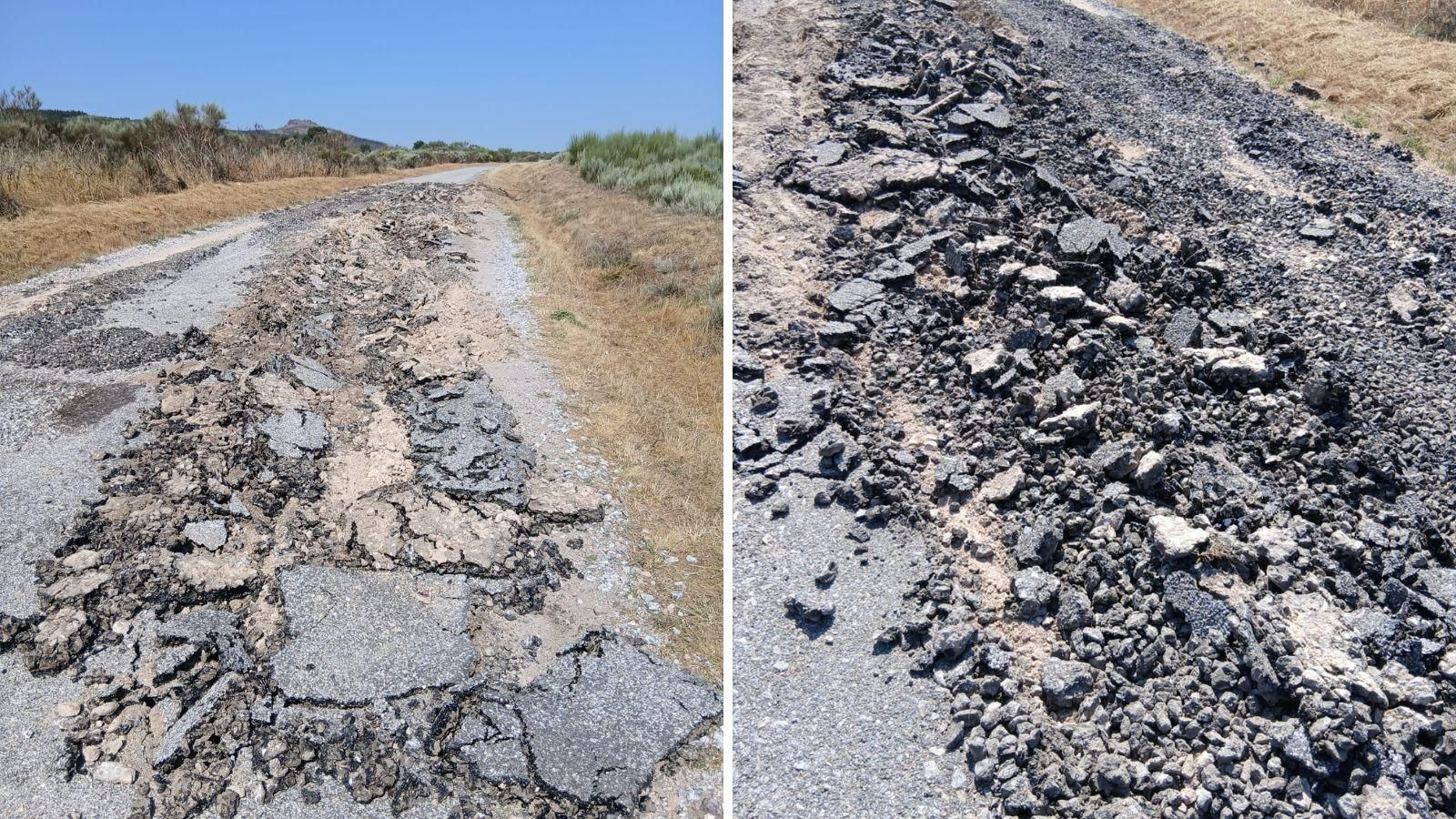 Estado da estrada de acceso a A Servaínza (Viana do Bolo) tras o grave destrozo
