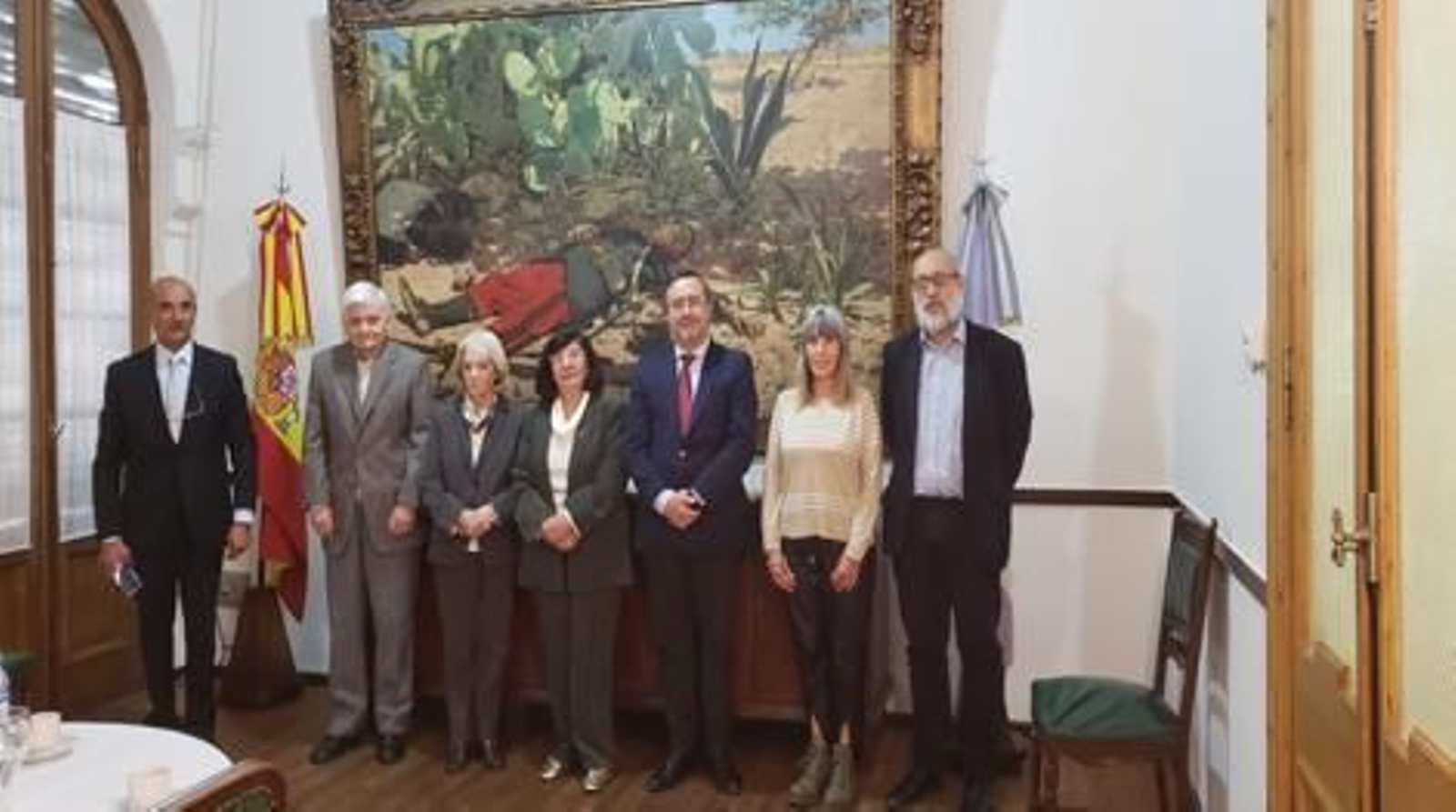 De izquierda a derecha Oscar Duarte, Dr. Luis González Losa, Ana María Di Pangrazio, Dra. Mabel Pérez de Prada, Pedro Zarco Colón, Cristina Alcover Millimaci y Alvaro Martínez-Cachero