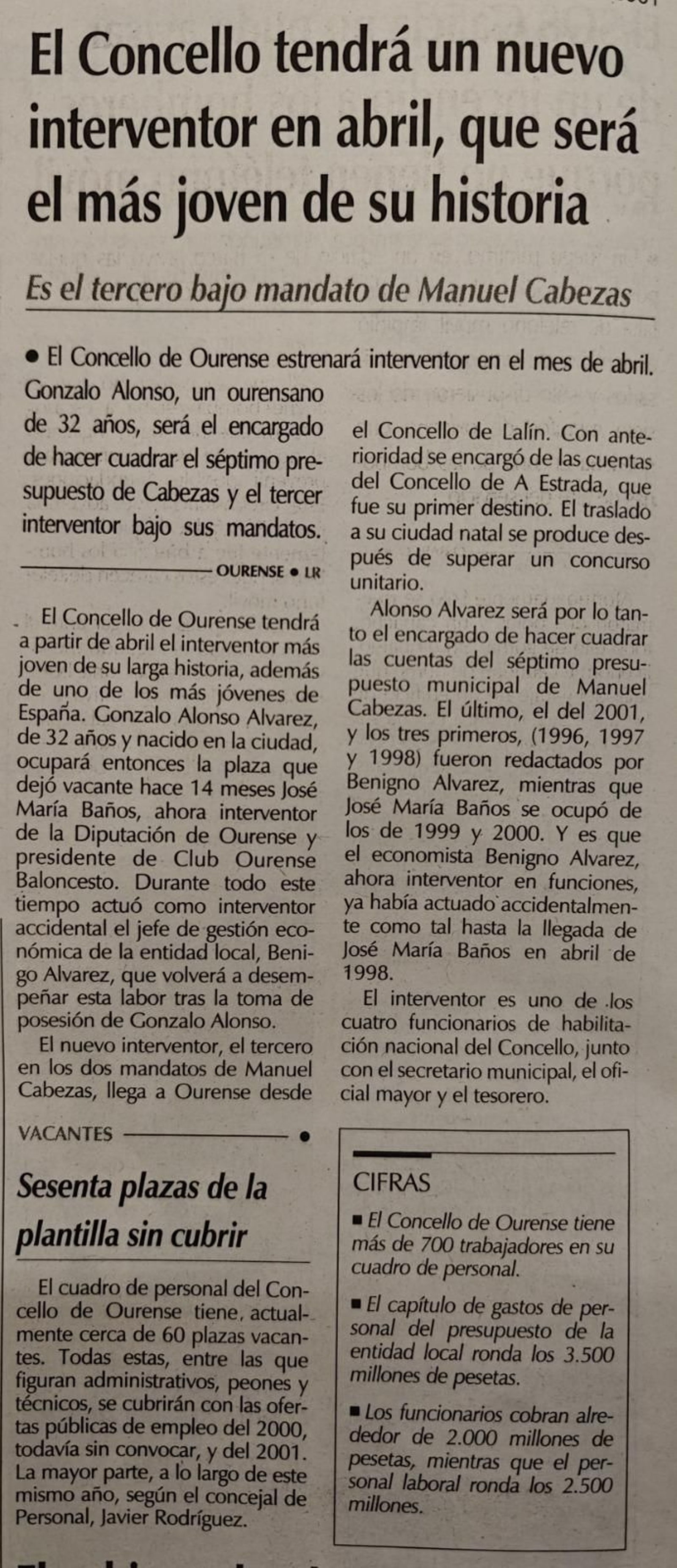 Nuevo interventor para el Concello de Ourense.