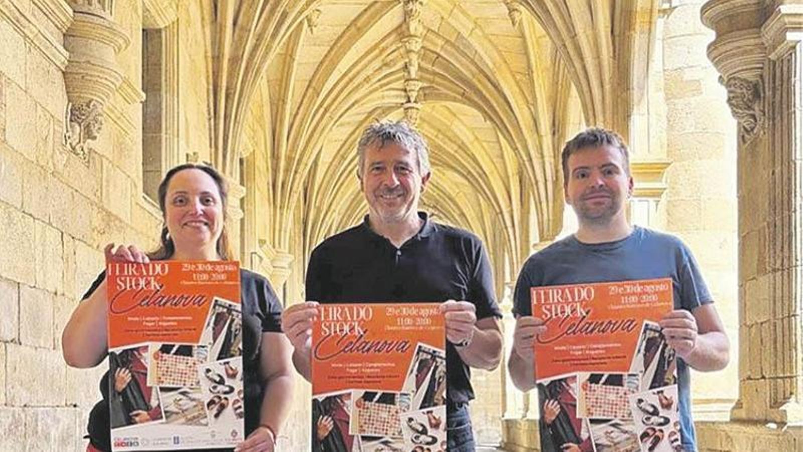 Rosa, Antonio Puga y Lelo en el acto de presentación de la Feira do Stock de Celanova.