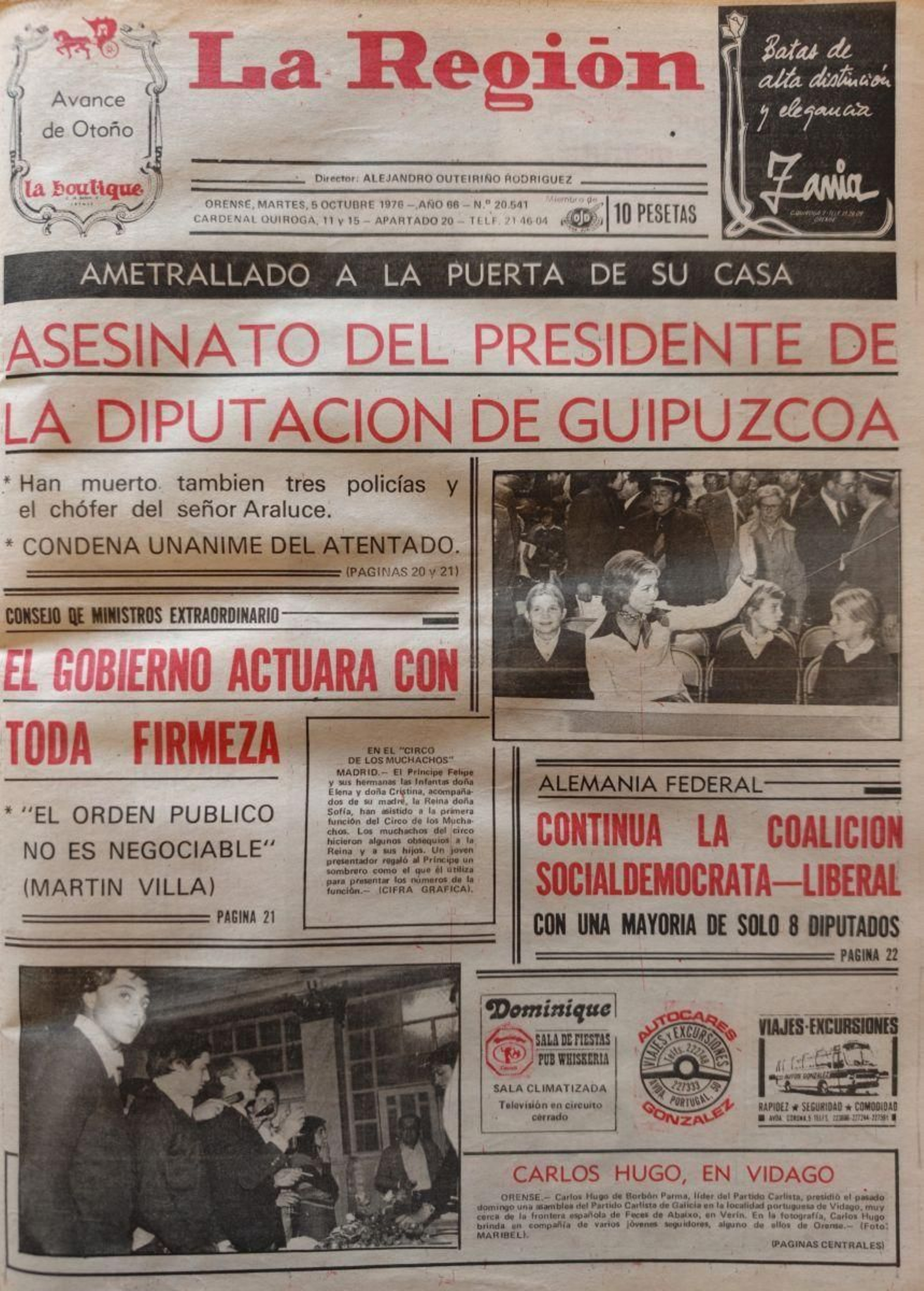 La portada de La Región del 5 de octubre del 1976.