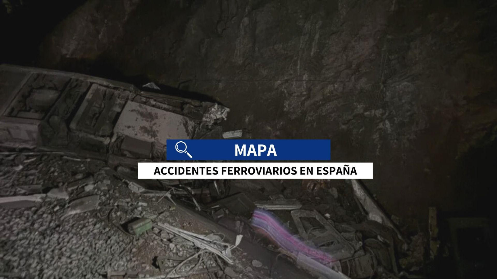 Mapa de accidentes ferroviarios en España.