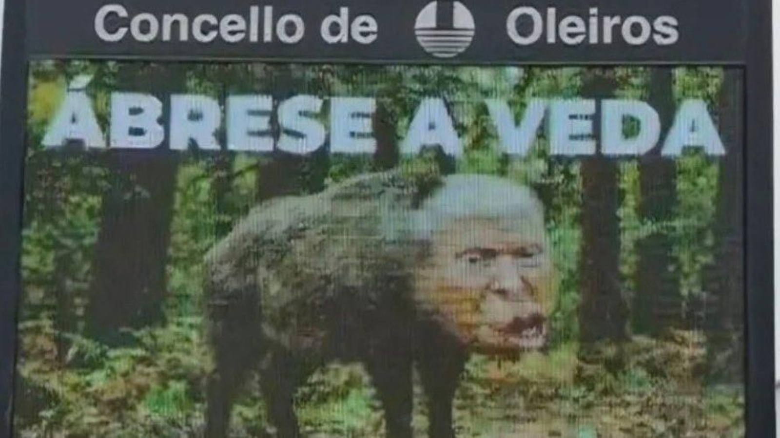 El panel de Oleiros con el que el municipio se posiciona en contra de Trump.