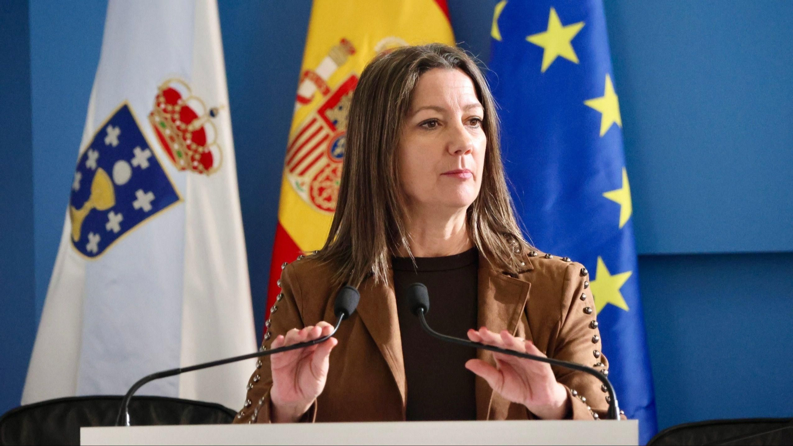 Rueda de prensa de la secretaria de Organización del PSdeG, Lara Méndez, este miércoles en el Parlamento de Galicia