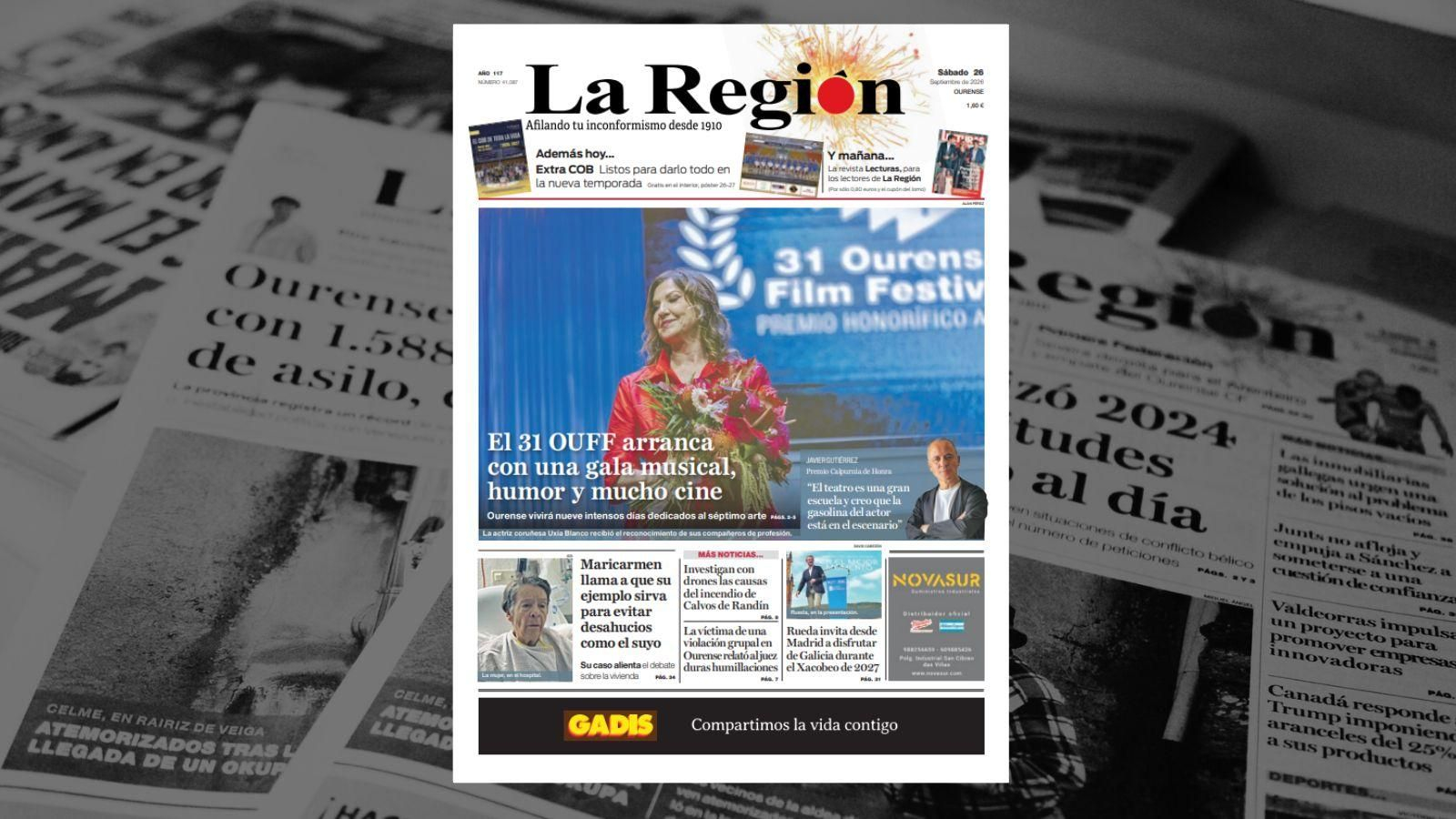 La portada de La Región de este sábado, 26 de septiembre.