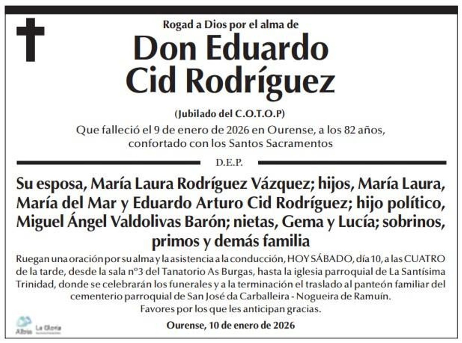 Las esquelas de este sábado, 10 de enero.