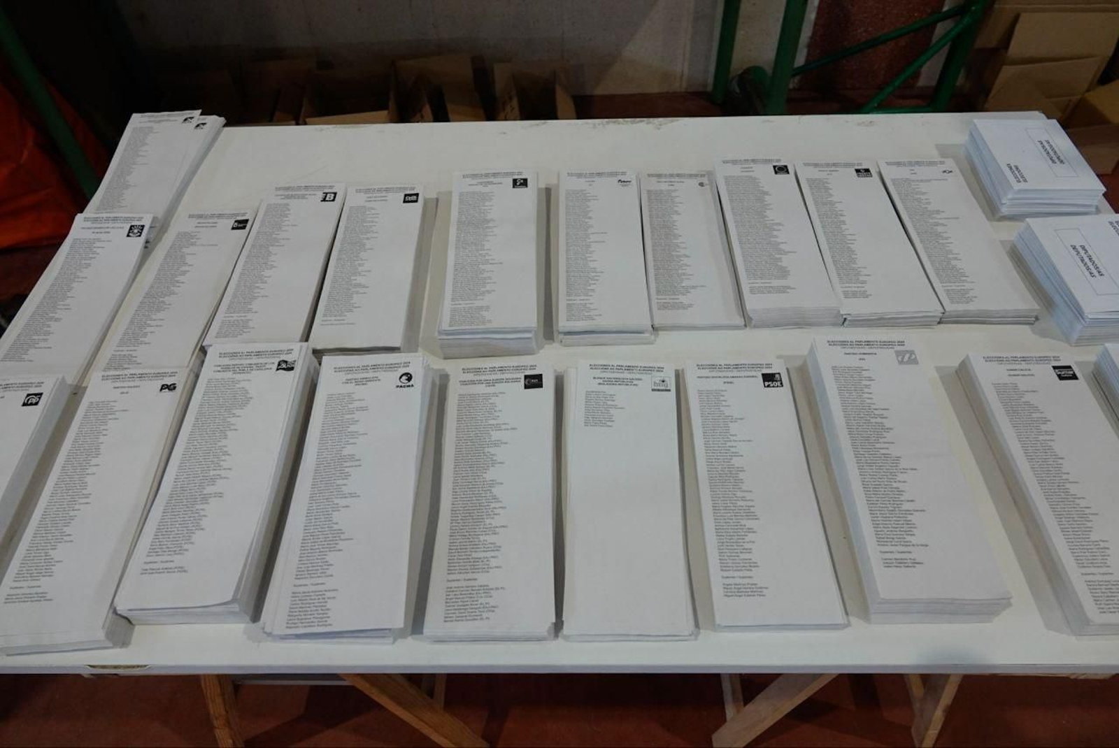 Las papeletas con las 34 opciones.