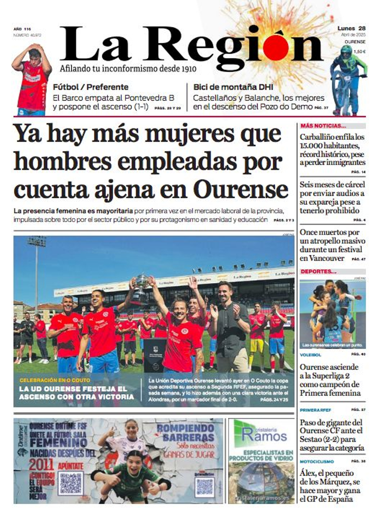 La portada de este lunes.