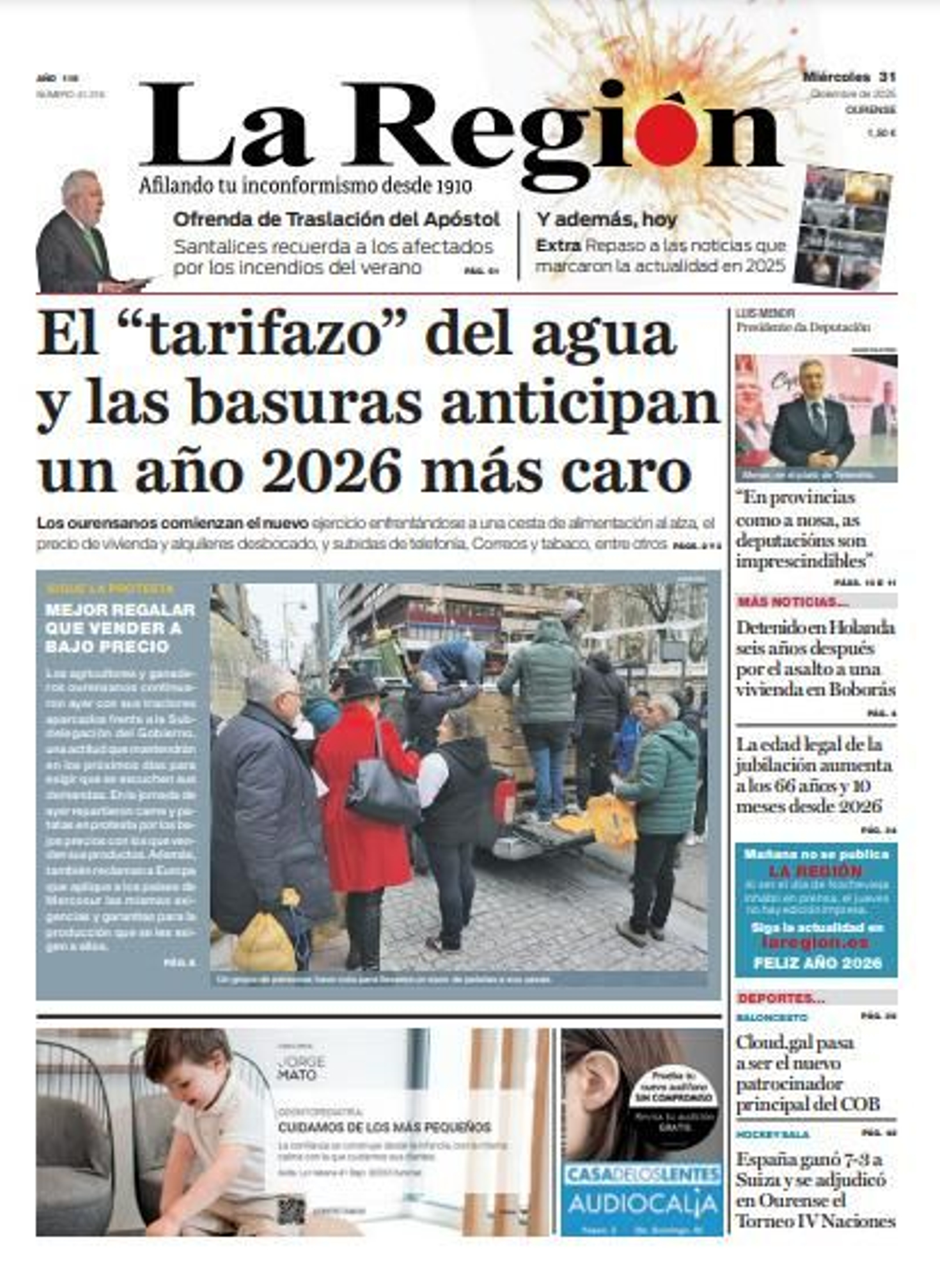 Los titulares de La Región de este miércoles, 31 de diciembre