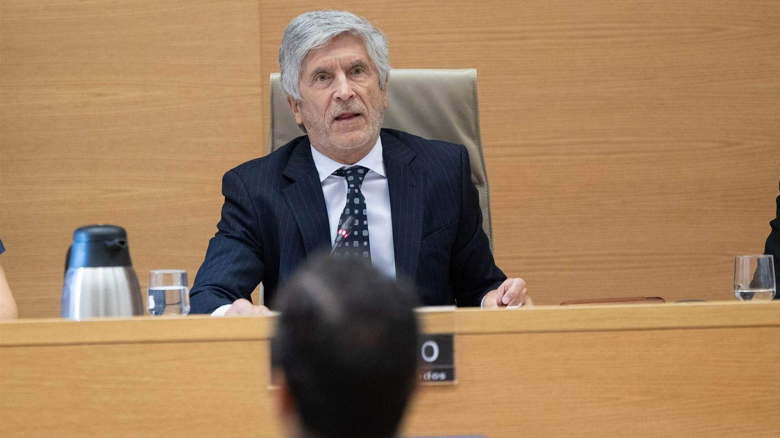 El ministro de Interior, Fernando Grande Marlasaka, durante una comparecencia ante la Comisión de Interior en el Congreso de los Diputados.