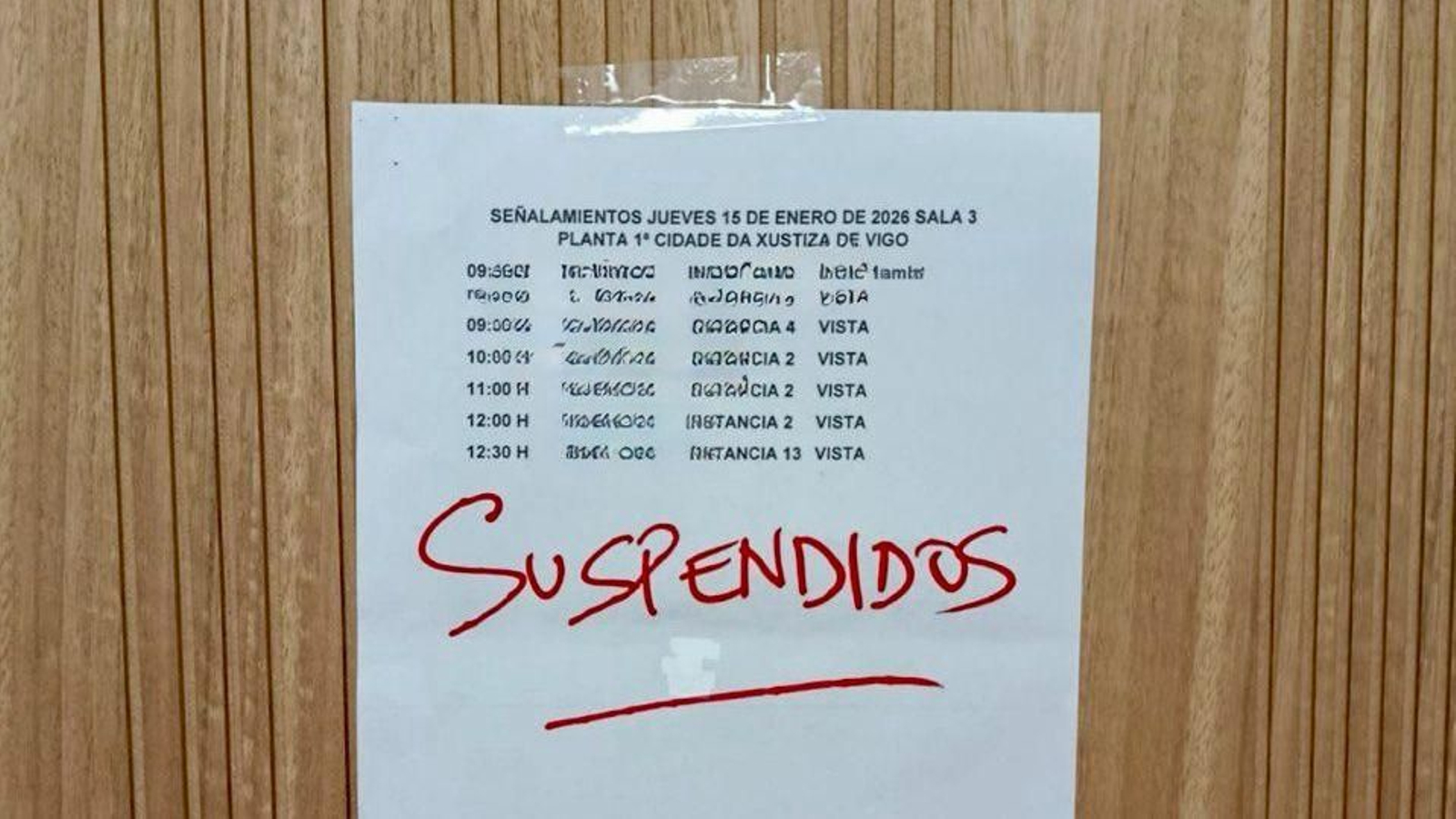 Juicios suspendidos ayer en civil en Vigo.