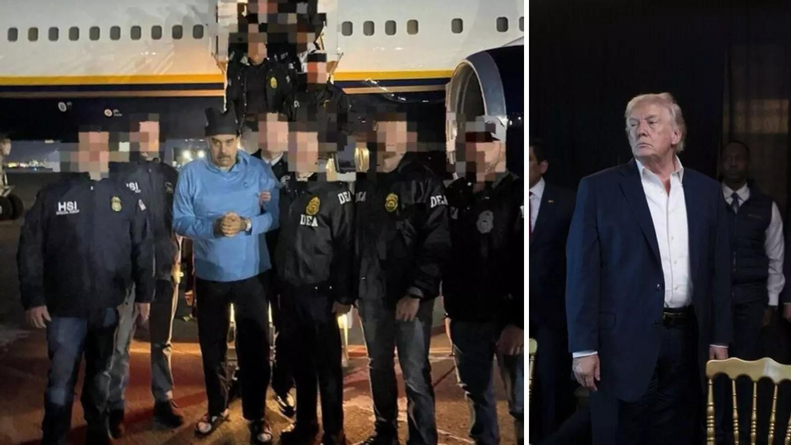 Maduro a su llegada a Estados Unidos y el presidente Donald Trump