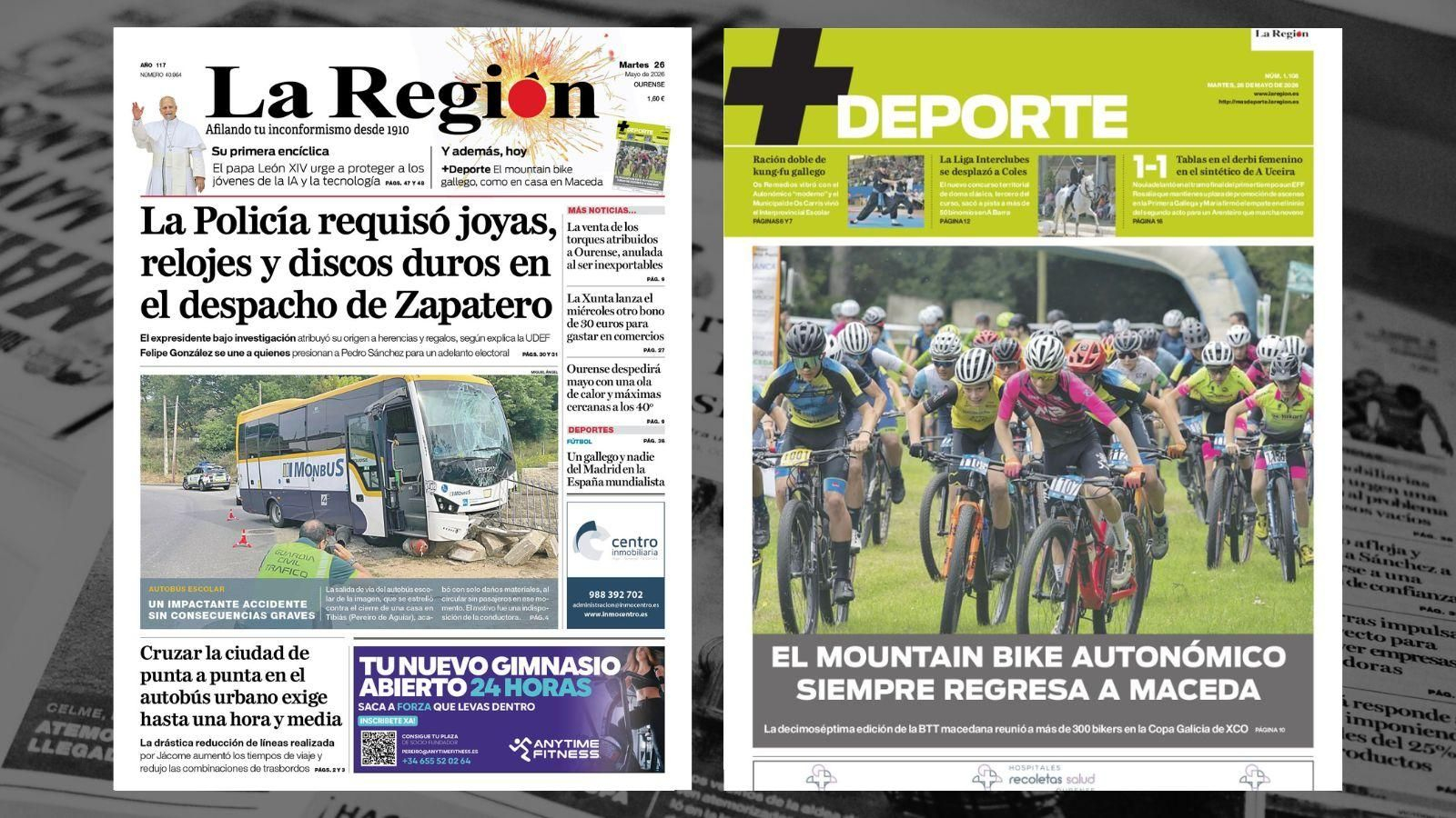 Los titulares de La Región de este martes, 26 de mayo