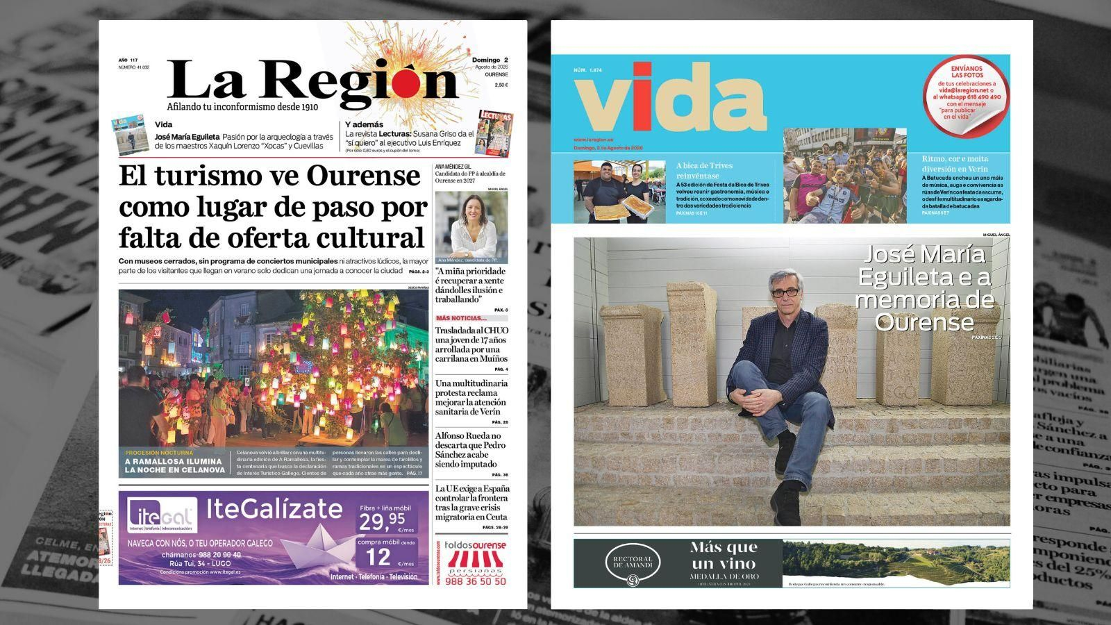 La portada de La Región de este domingo, 2 de agosto