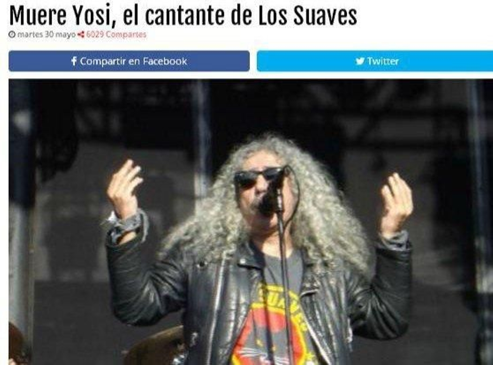 La noticia falsa del fallecimiento, en el portal "Noticias-frescas.com".