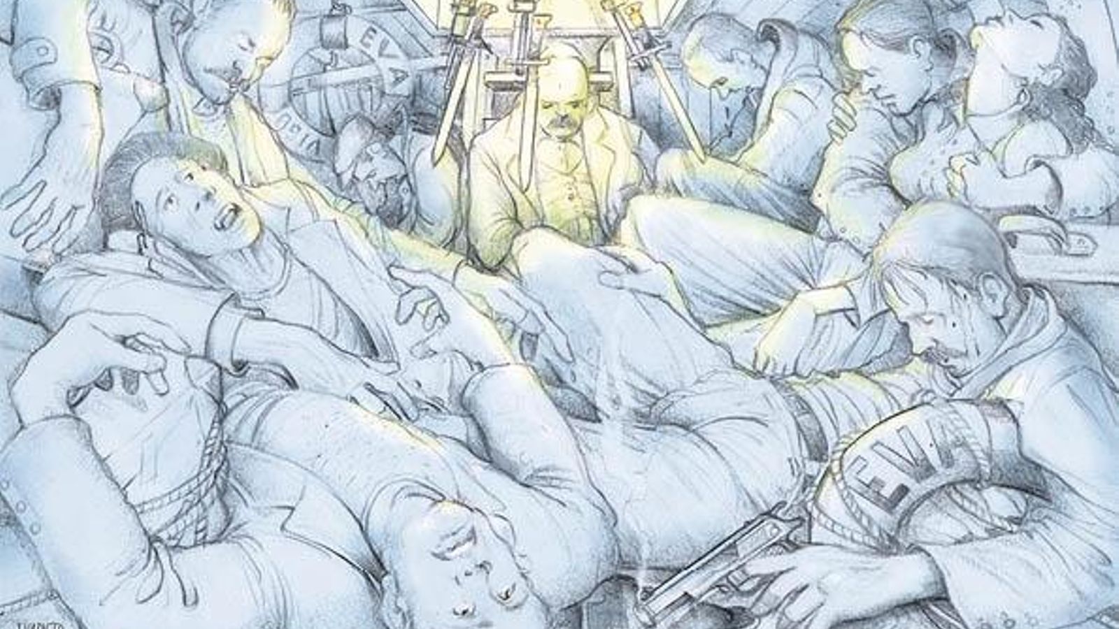 A ilustración de Evaristo Pereira que recrea la tragedia del “Bou Eva” en 1937.