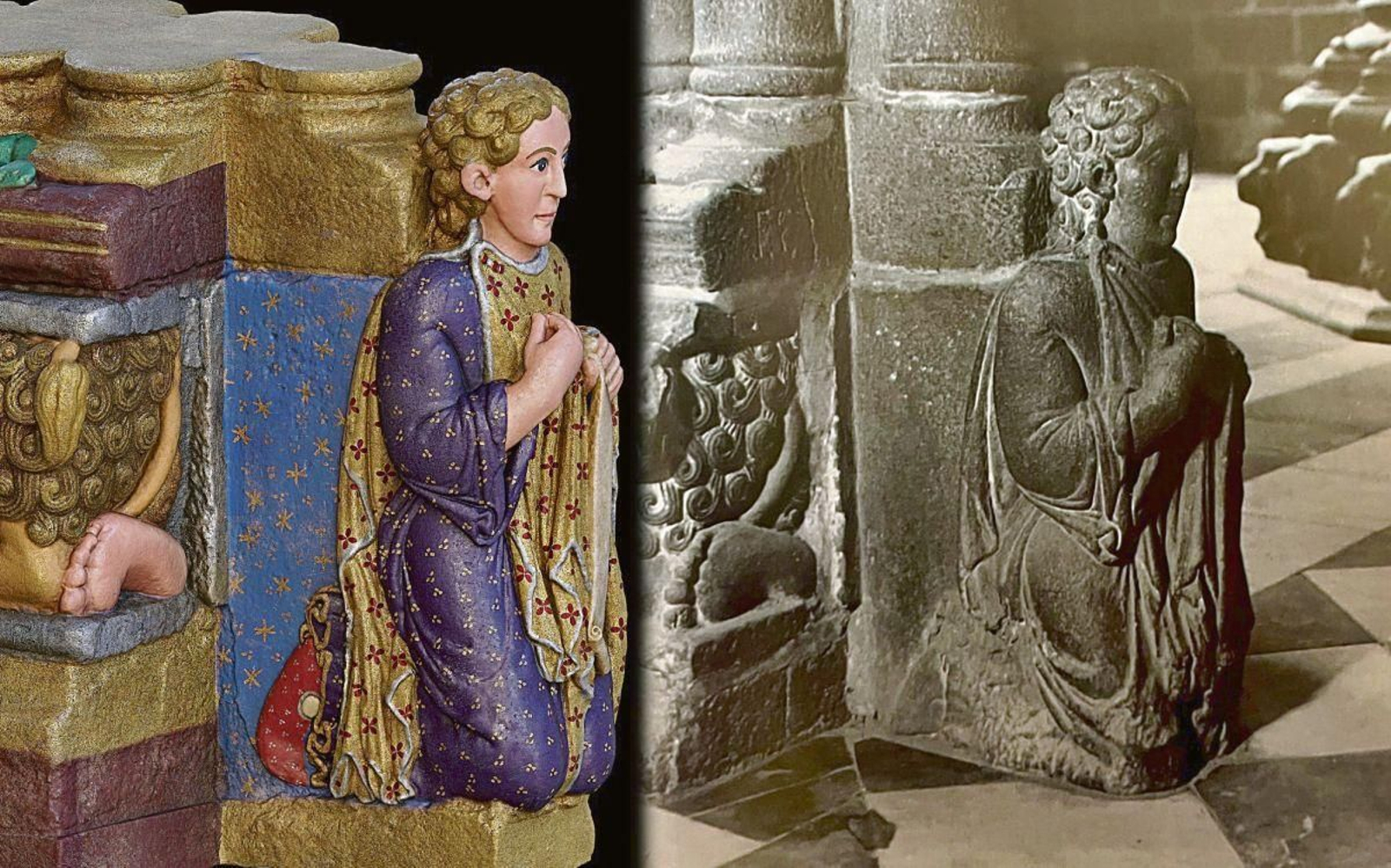 La reconstrucción digital y aspecto original del retrato del Pórtico de la Gloria.