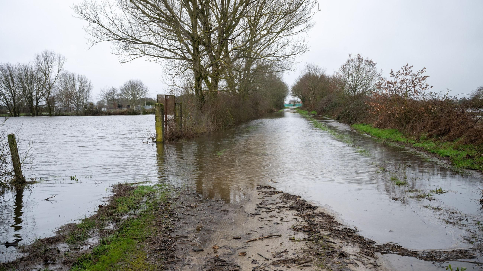Imagen de Xinzo de Limia anegado por las intensas lluvias.