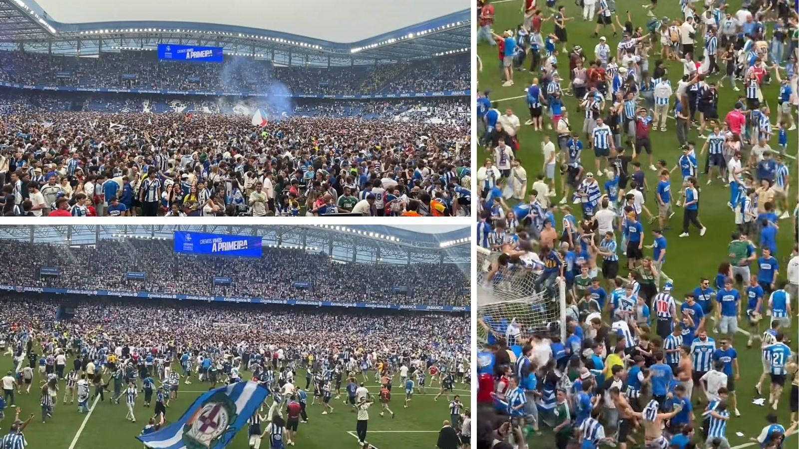 La invasión del ascenso del Dépor deja daños en el césped de Riazor y obliga al club a una reparación urgente antes del partido antes del España–Irak.