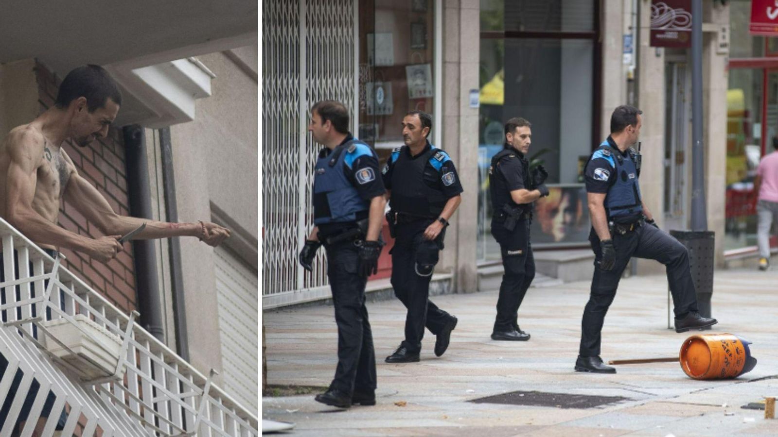Foto: Xesús Fariñas. Detenido lanza bombonas _ Ourense