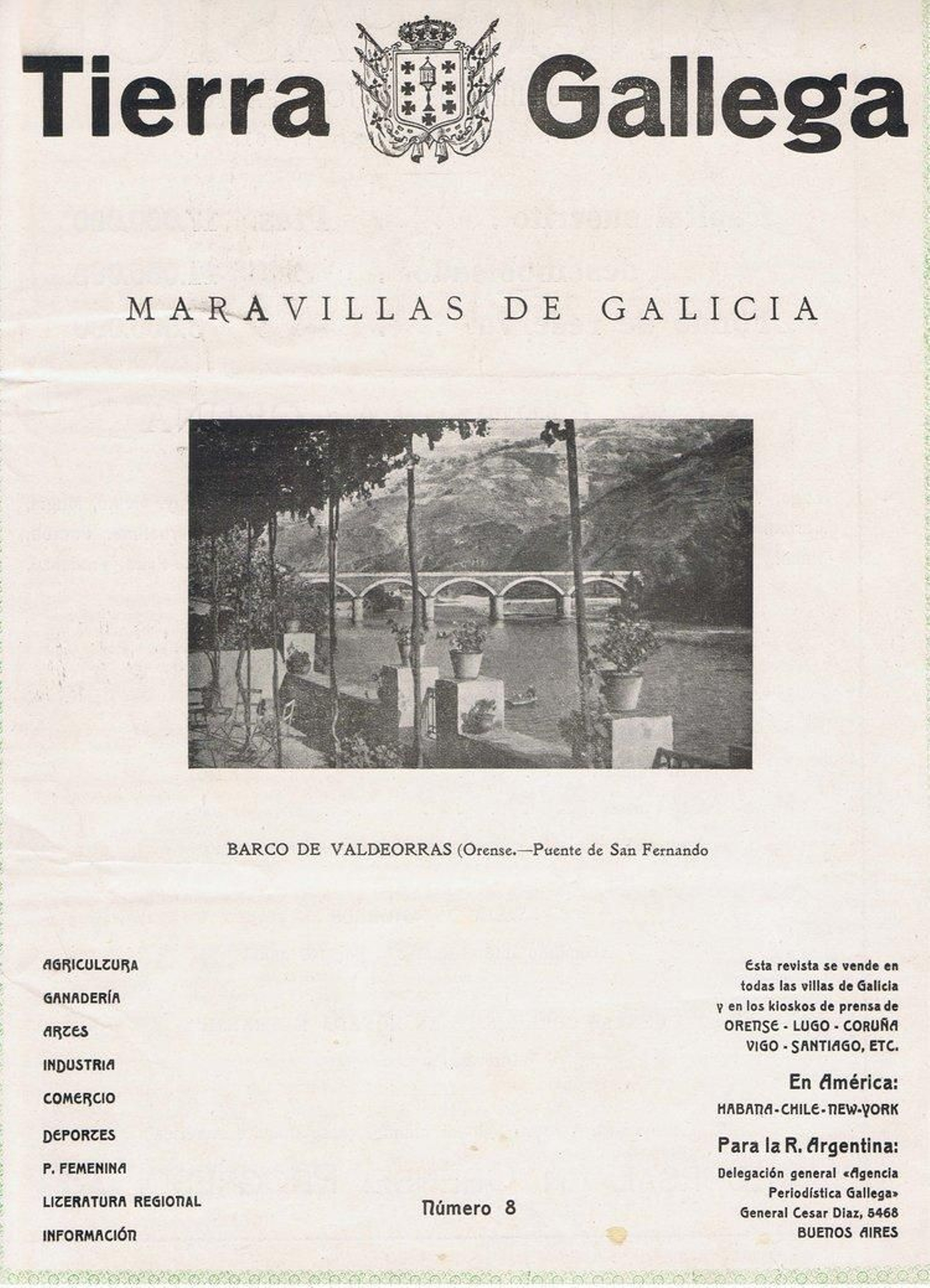 Portada del número 8 de Tierra Gallega, con una imagen de O Barco.