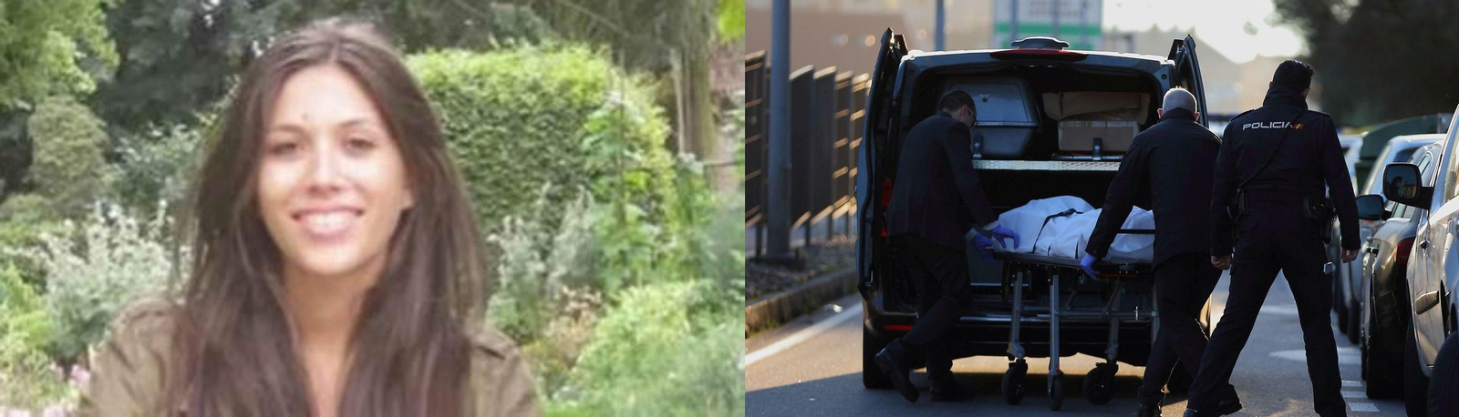 Ana María Enjamio Carrillo.  A la derecha, momento en que es retirado el cadáver // Alberte