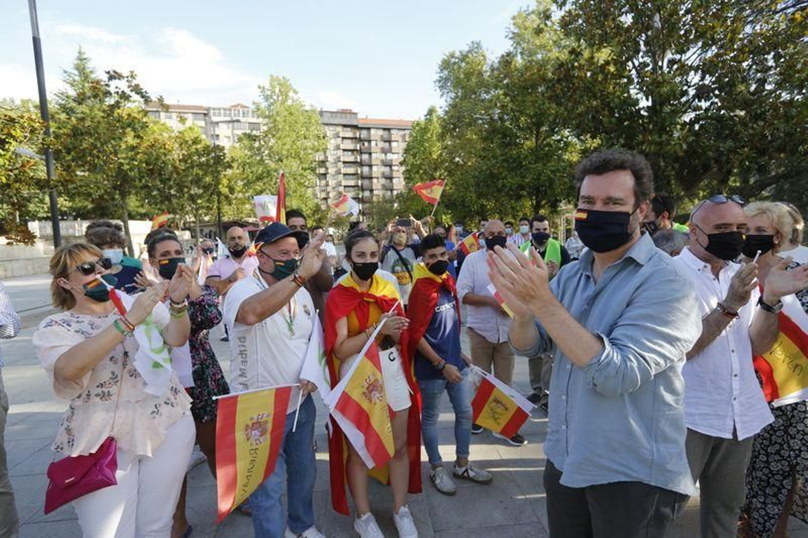 Ourense. 04/07/2020. Mitin de Vox en el Posío con Iván Espinosa de los Monteros y María Jesús Fernández.
Foto: Xesús Fariñas