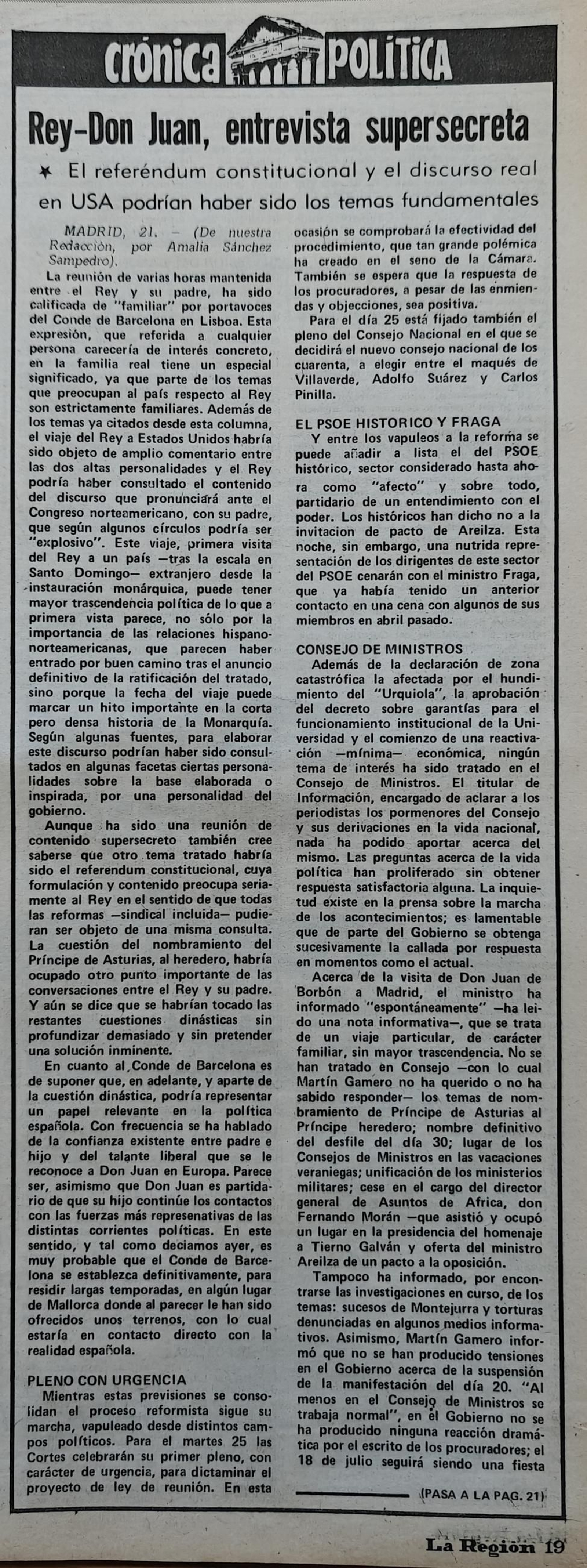 Titulares de La Región del 22 de mayo de 1976